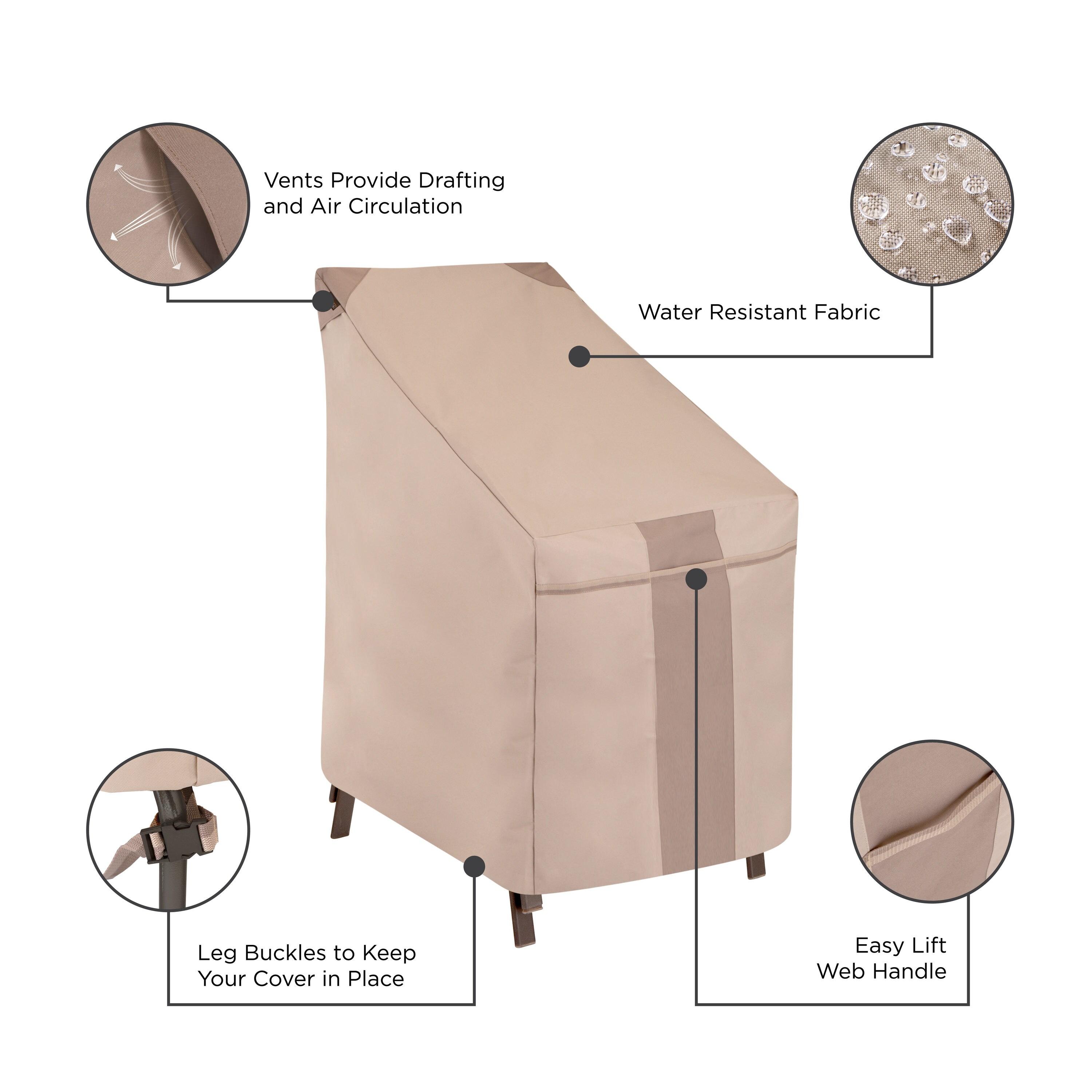 Modern Leisure Monterey Outdoor Stackable Patio Chair Cover, 25.5"L x 35.5"W x 45"H, Beige