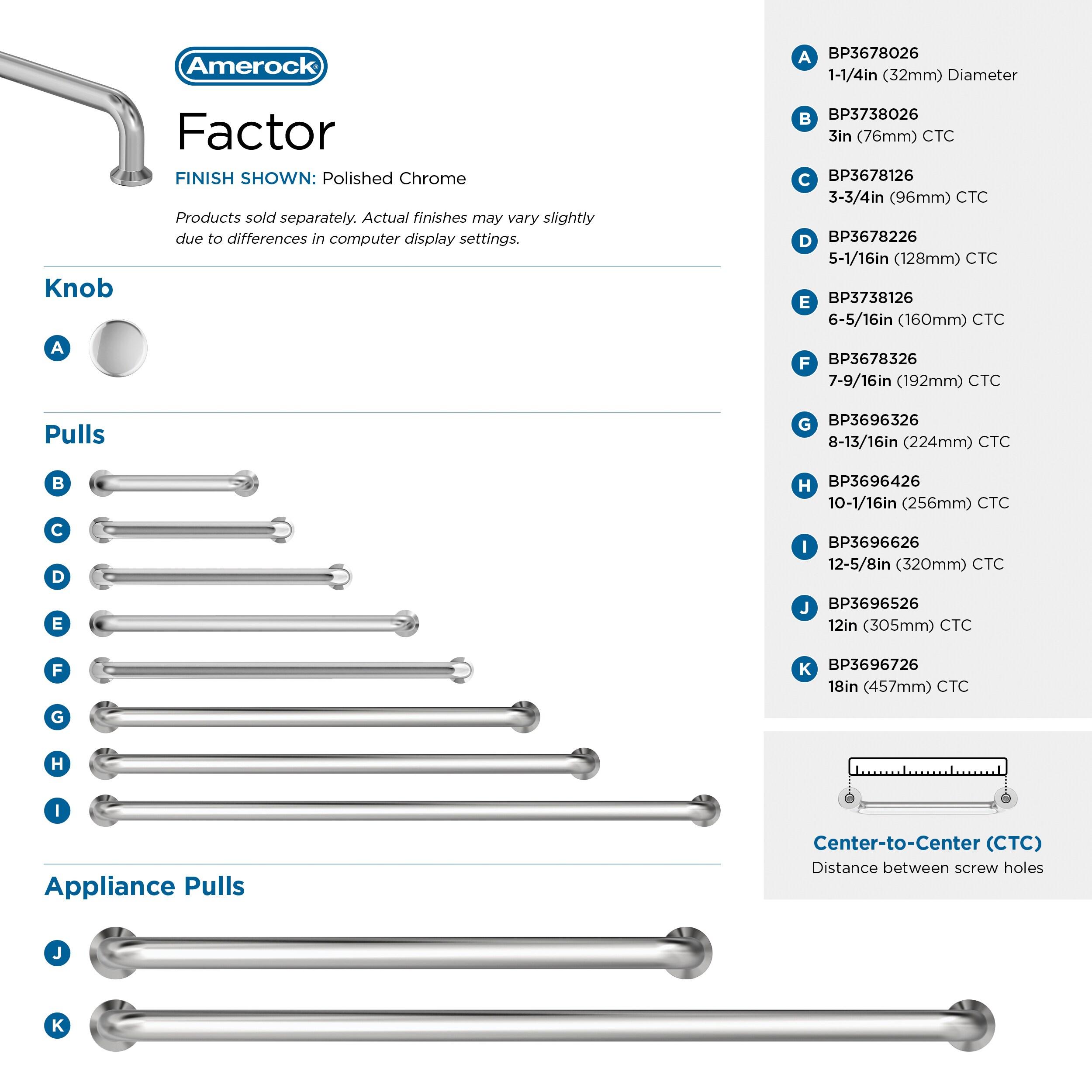 Amerock Factor 7-9/16 inch (192mm) Center-to-Center Polished Chrome Cabinet Pull