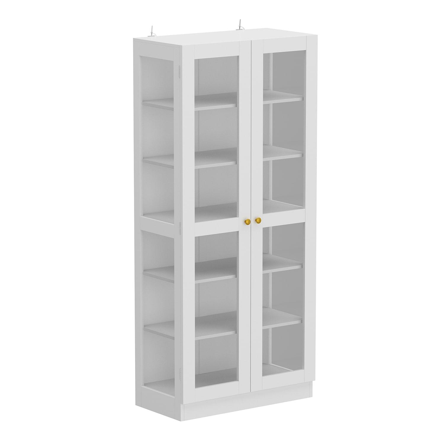 FUFU & GAGA Curio Cabinet with 6 Shelves and Glass Door, White Display Storage