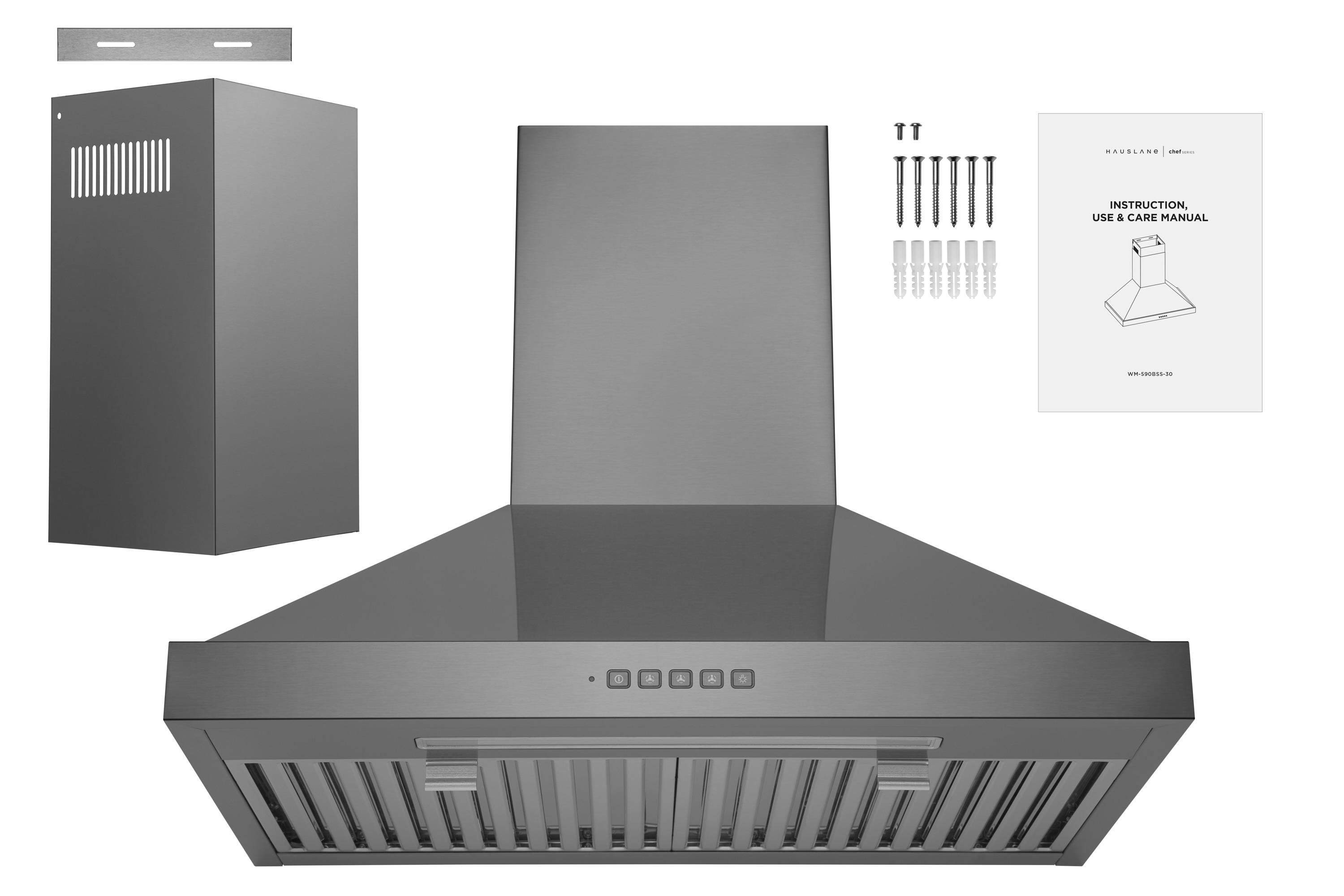 Hauslane 30" Stainless Steel Convertible Wall Range Hood with Baffle Filter