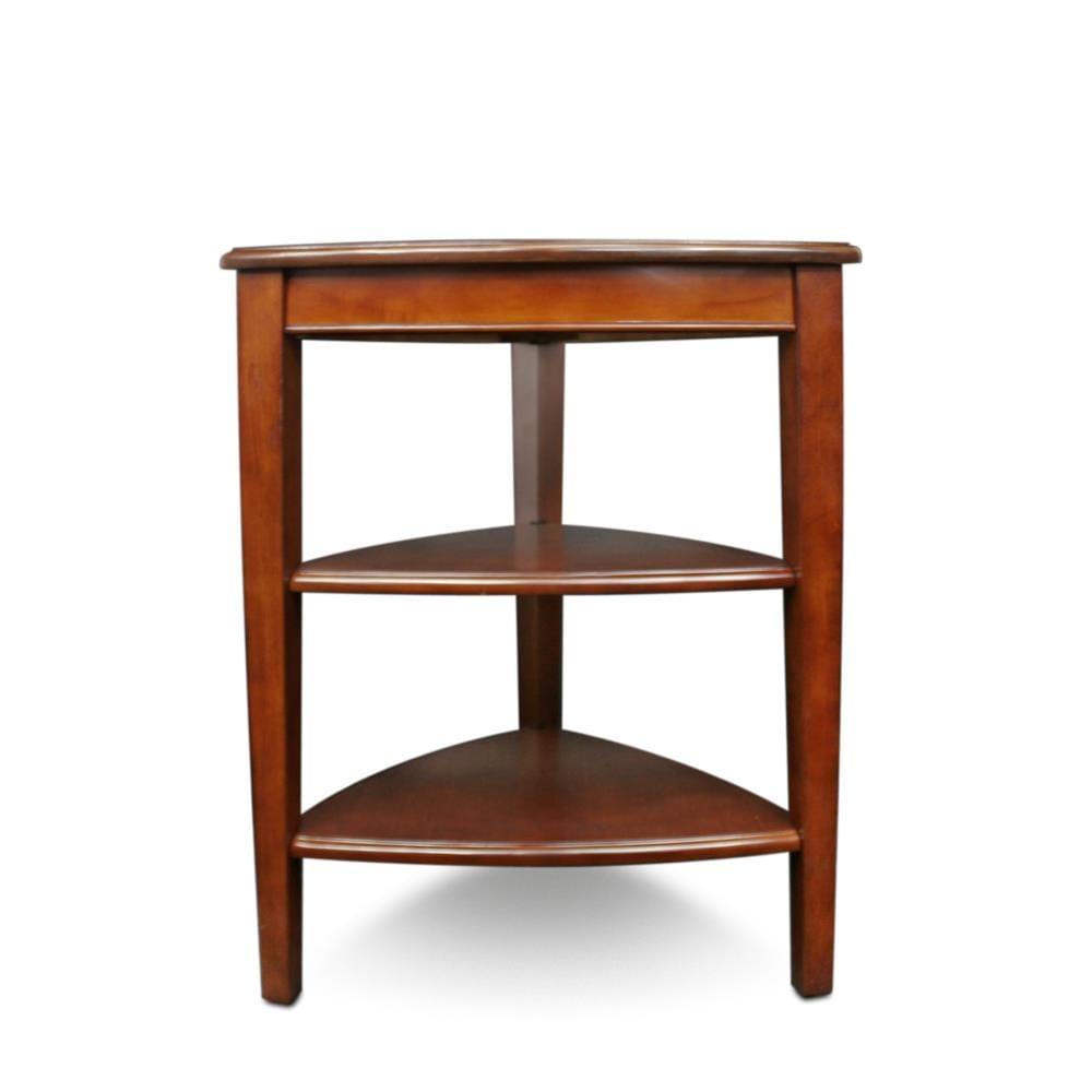 Shield Tier Corner Table - Glazed Auburn - Leick Home: Solid Wood, Bowed Rails, 27" High