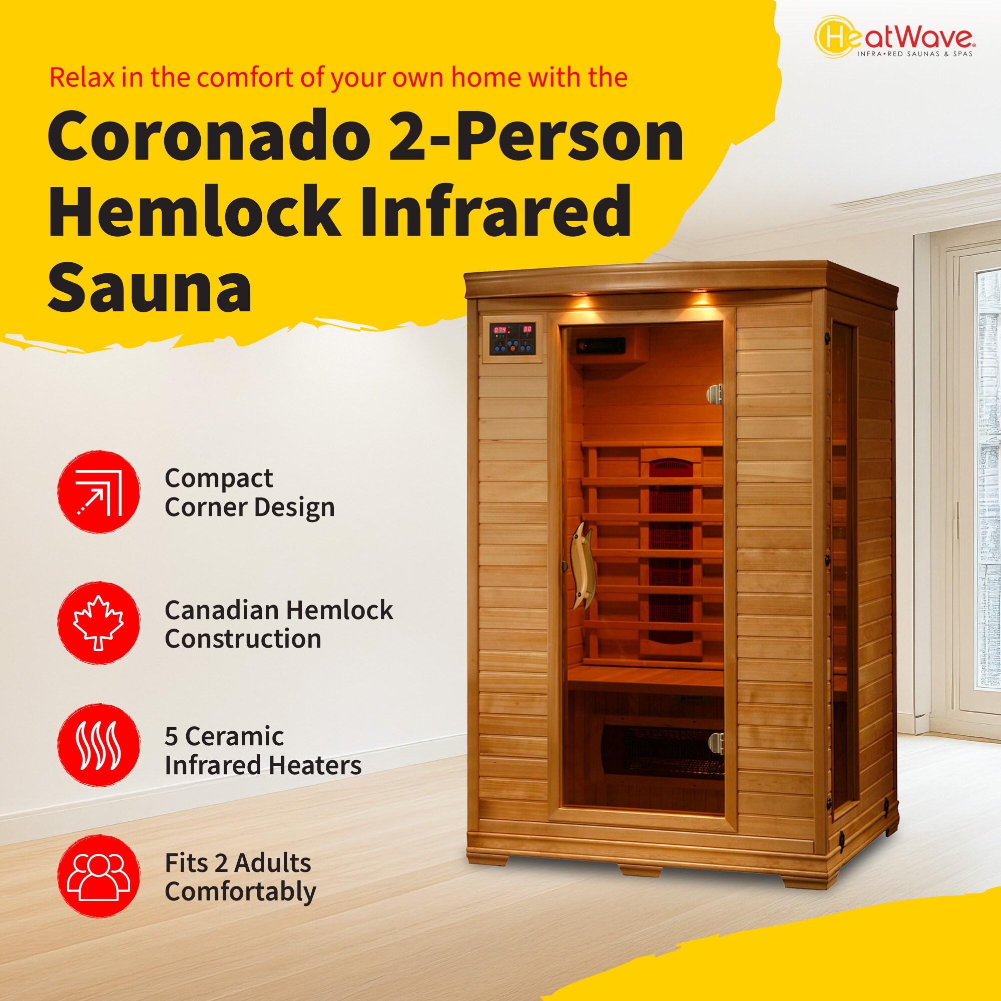 Heatwave 2-Person Hemlock Infrared Sauna with 5 Ceramic Heaters