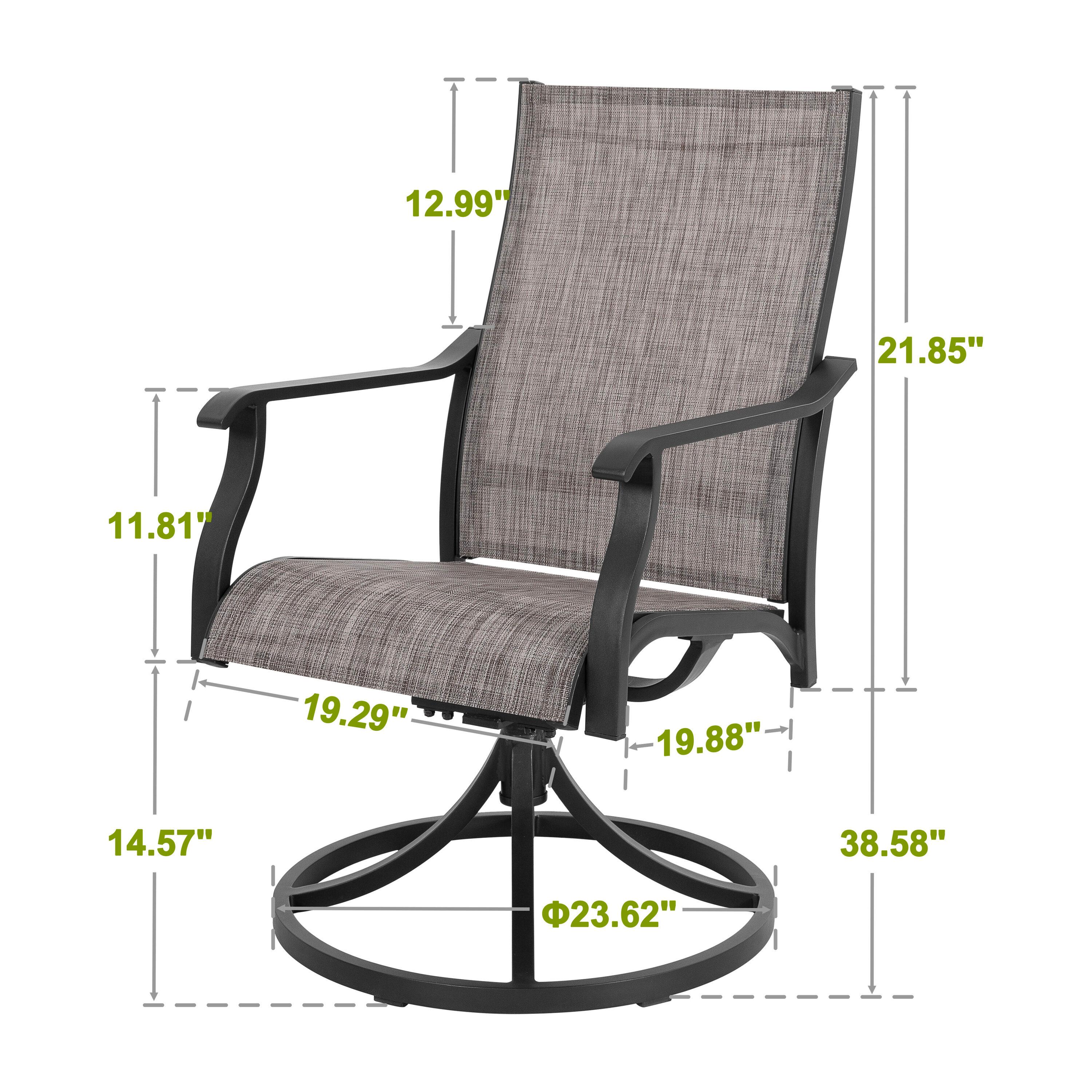 Nuu Garden Swivel Patio Chair Set of 2, All-Weather Textilene Outdoor Dining Chairs with High Back, Outdoor Dining Chair Set, Grayish Brown