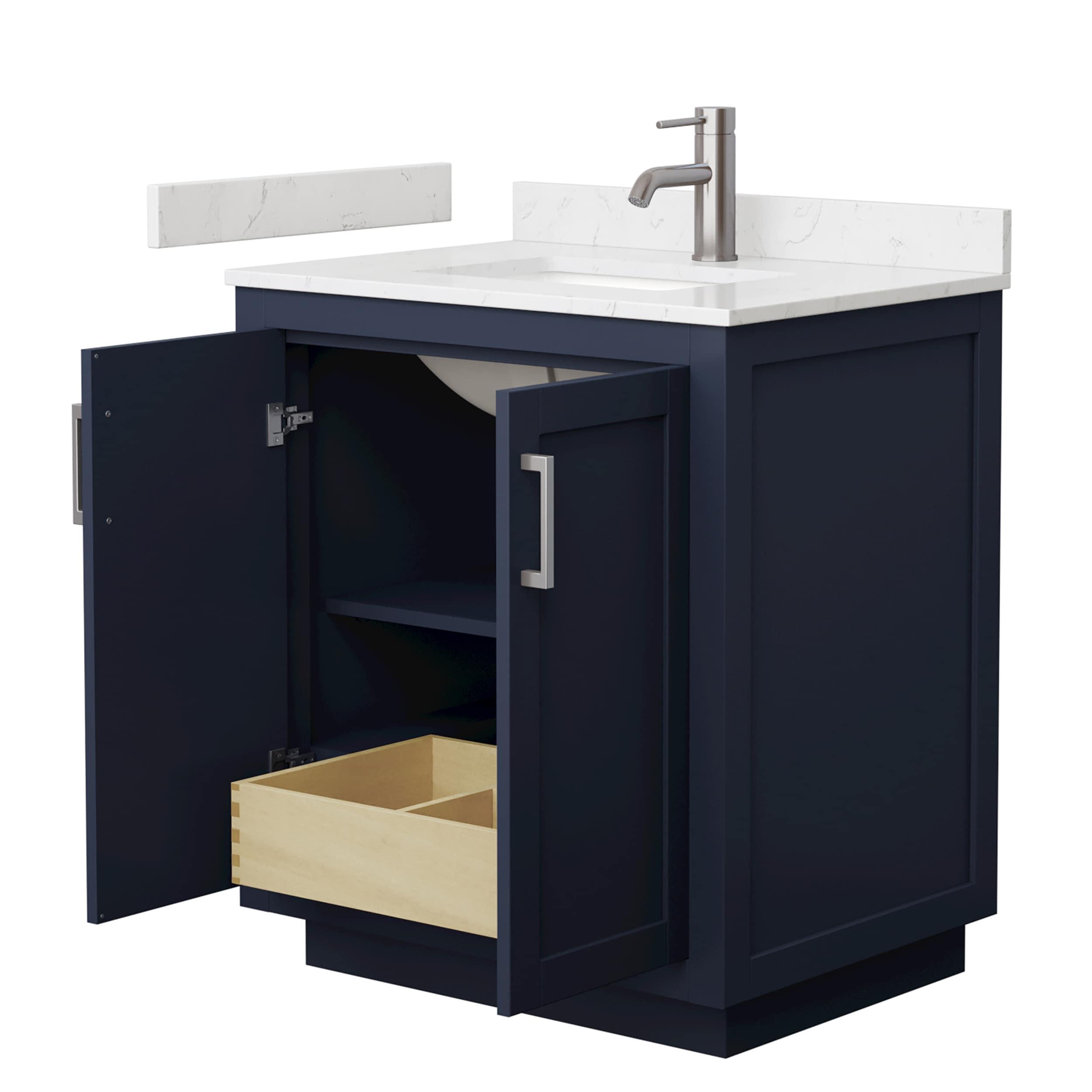 Wyndham Collection Miranda 30" Freestanding Single Bathroom Vanity with Cultured Marble Top