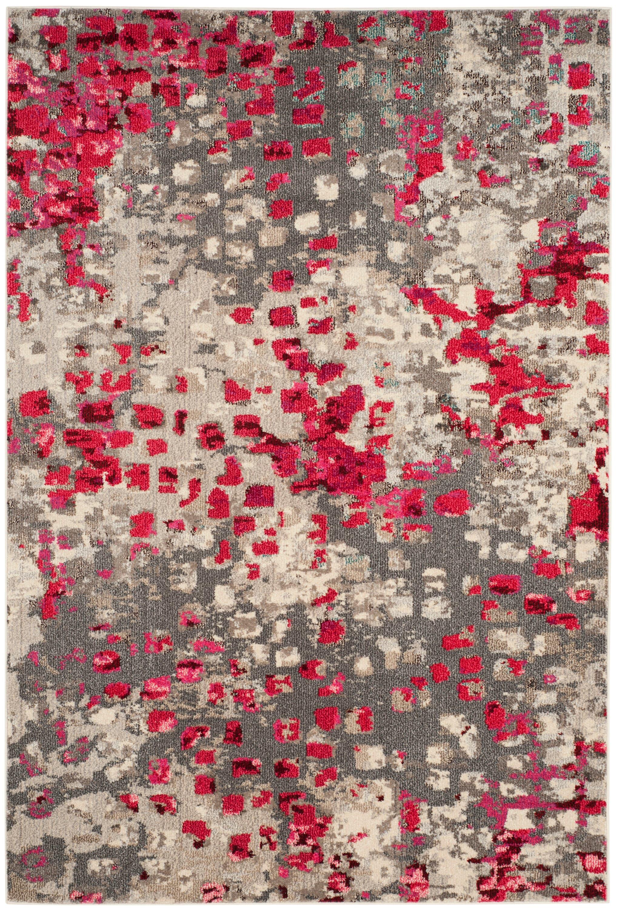 Monaco MNC225 Power Loomed Indoor Area Rug - Grey/Fuchsia - 5'1"x7'7" - Safavieh