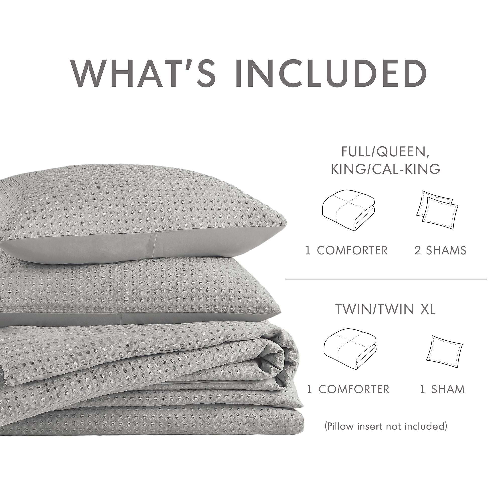 Comfort Spaces Light Grey Twin Comforter Set - 2 Pieces Breathable Dotted Knit Comforter Set, Modern Farmhouse Boho Comforter & Sham, All Season Microfiber Twin Bed Set