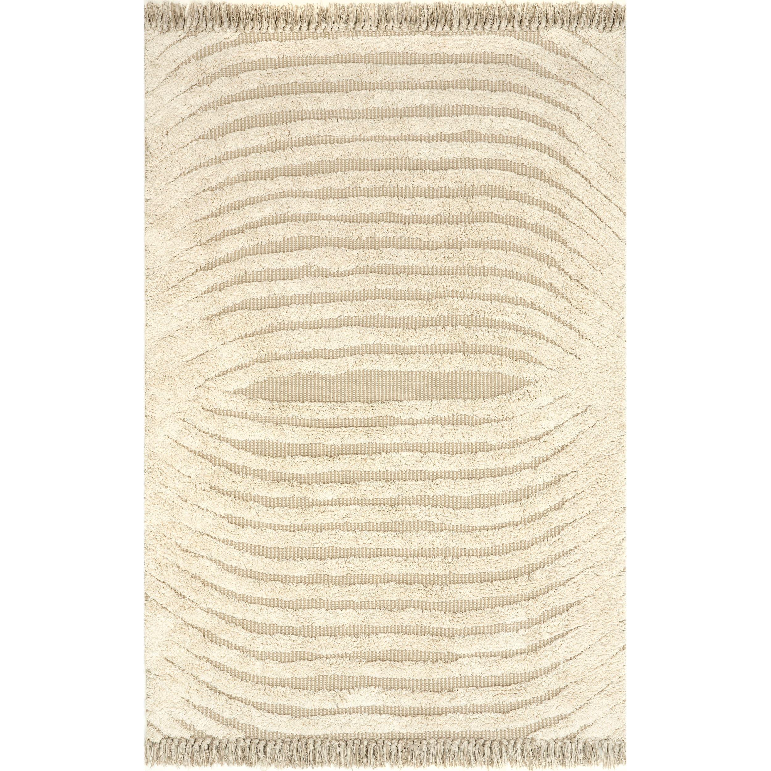 Arvin Olano x Rugs USA Riley Textured Shag Ivory Area Rug