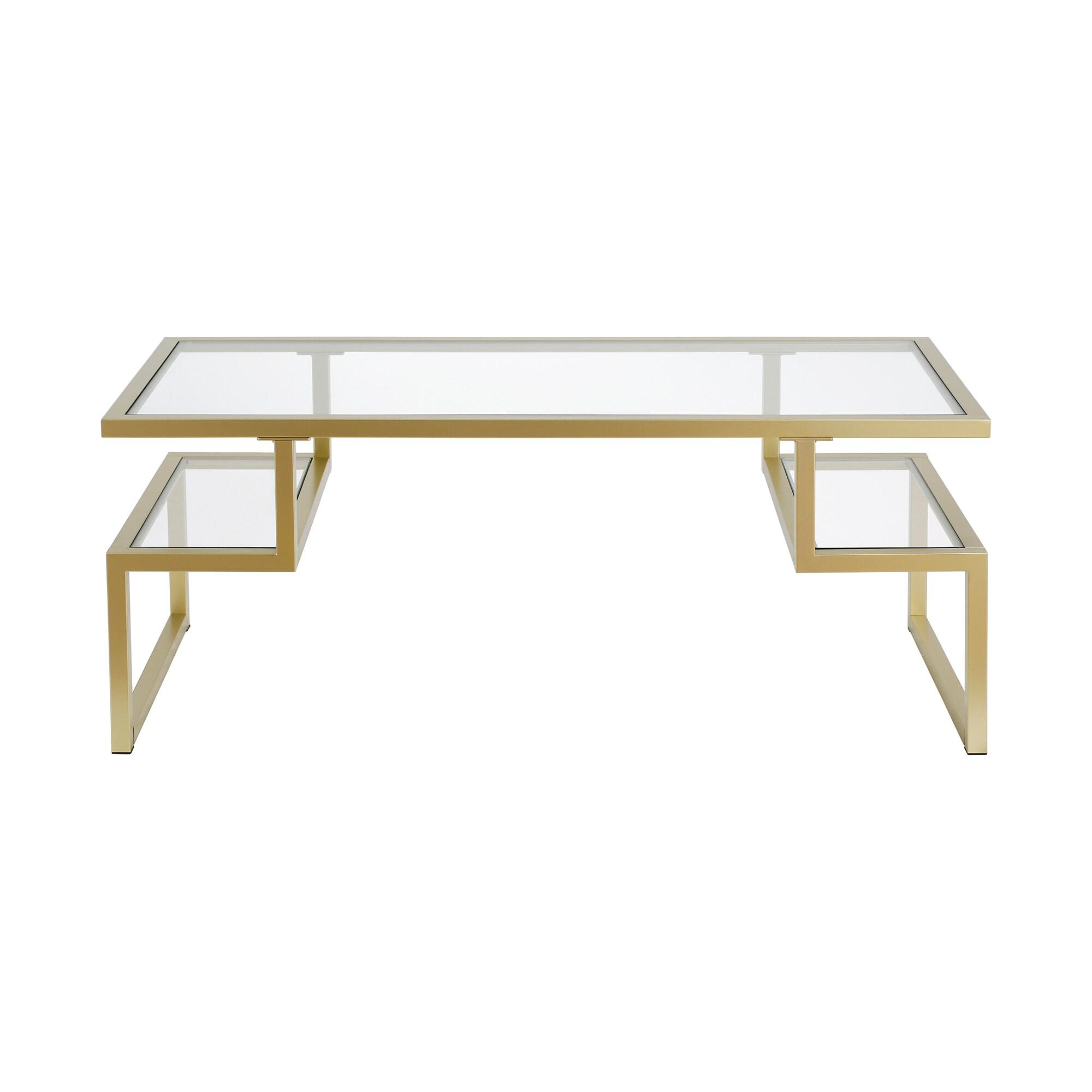 Evelyn&Zoe Zander 45" Wide Rectangular Coffee Table, Brass