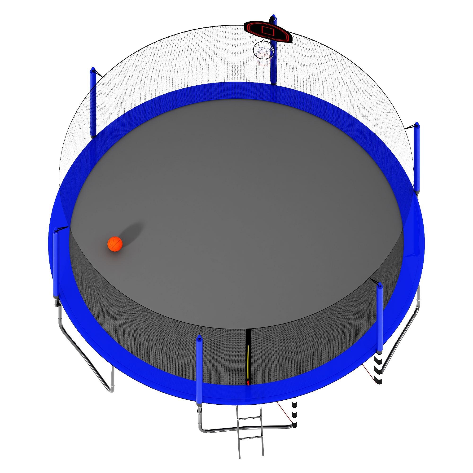 SHANRUGUOJI 16Ft Trampoline With Basketball Hoop Pump And Ladder(Inner Safety Enclosure) With Soccer Goal