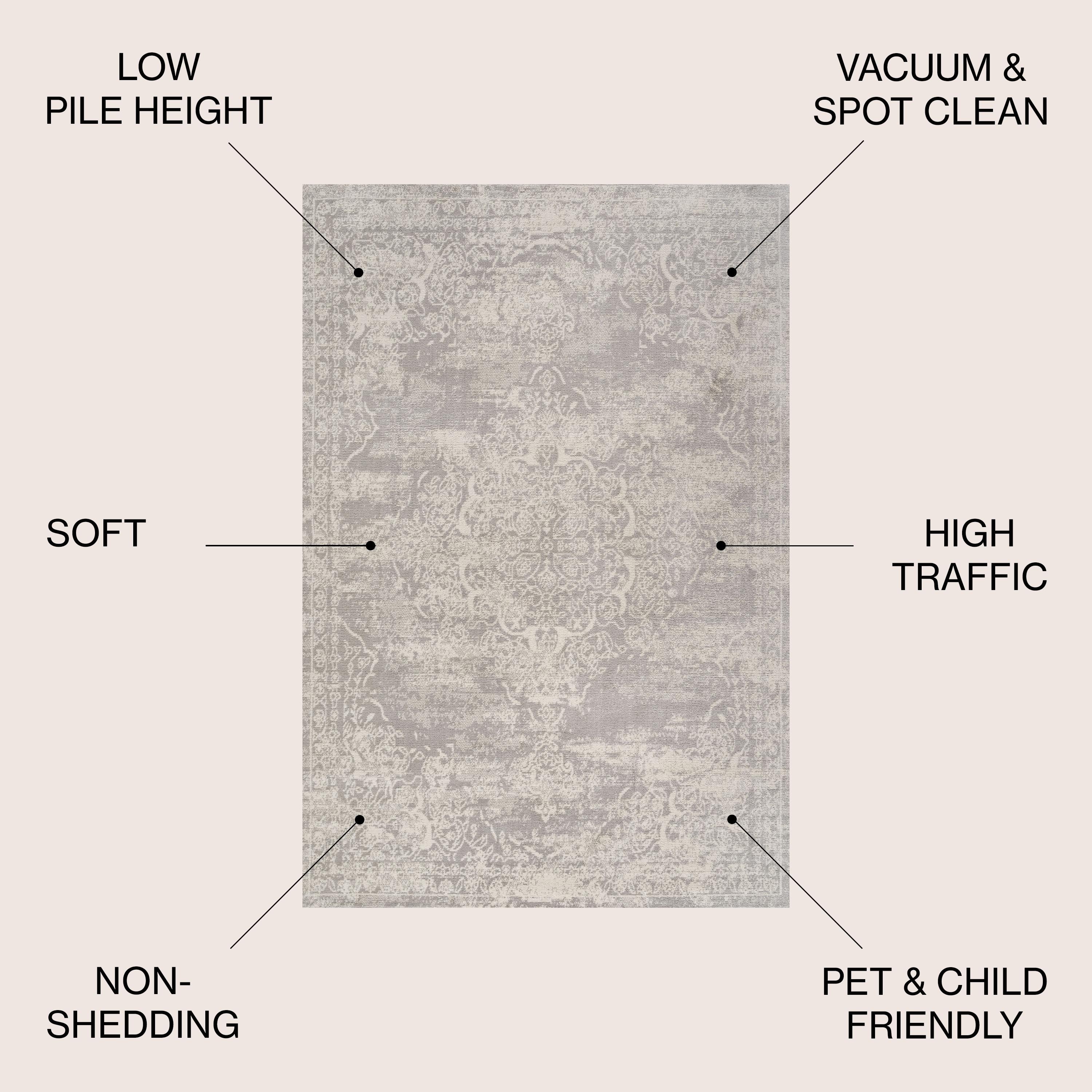 3'x5' Alhambra Ornate Medallion Modern Area Rug, Ivory - JONATHAN Y