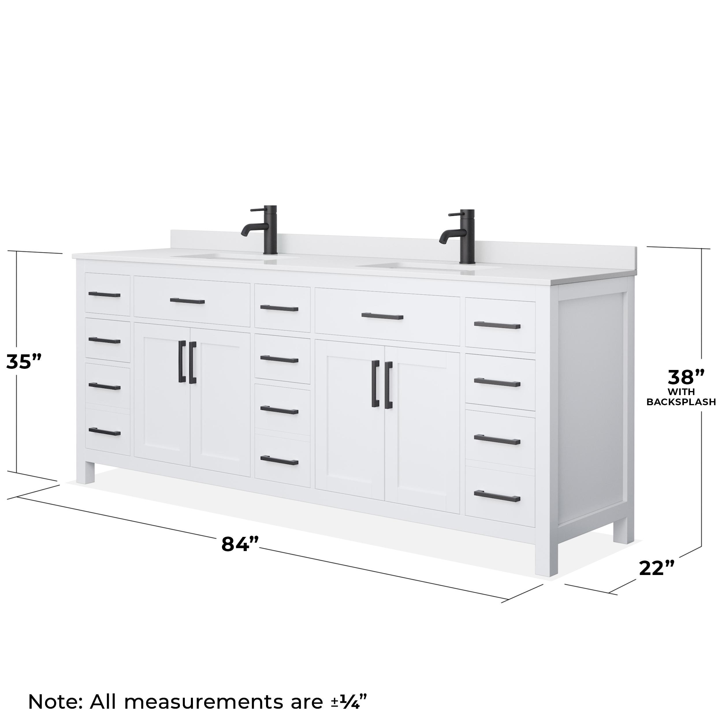 Beckett 84" Freestanding Double Bathroom Vanity with Cultured Marble Top