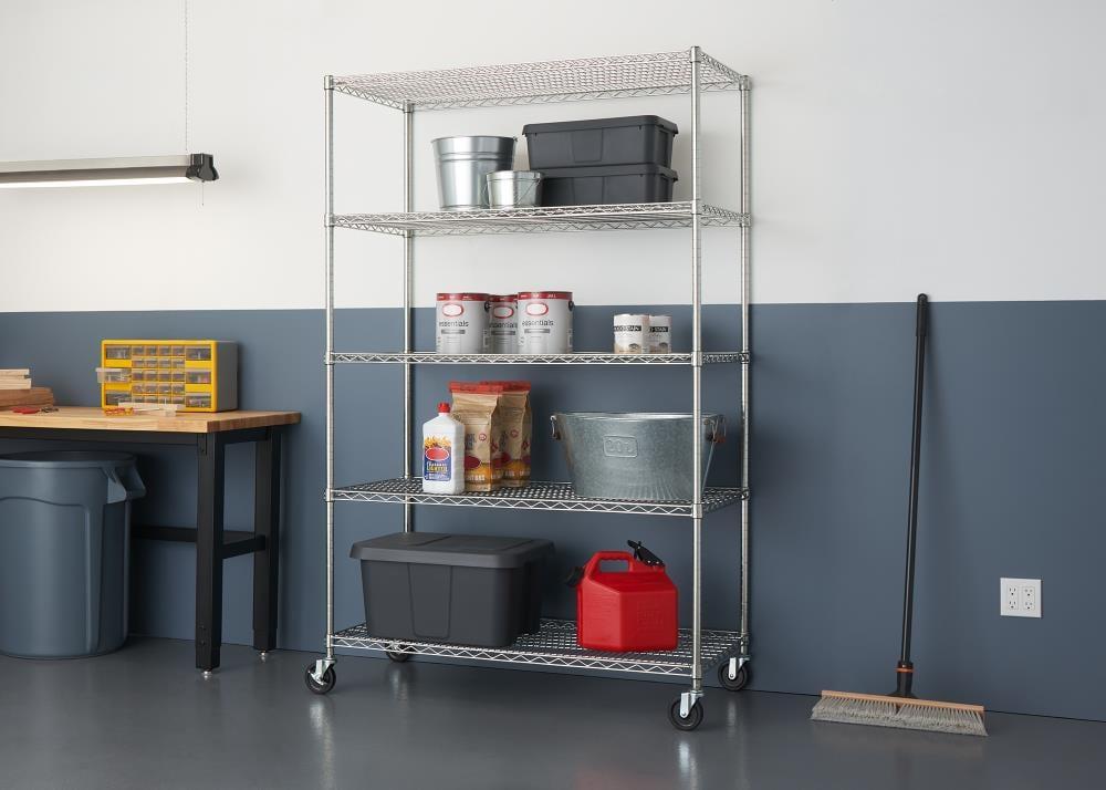 Trinity TRINITY EcoStorage 5-Tier NSF Steel Wire Shelving Unit w/ Wheels (48 in. W x 24 in. D)