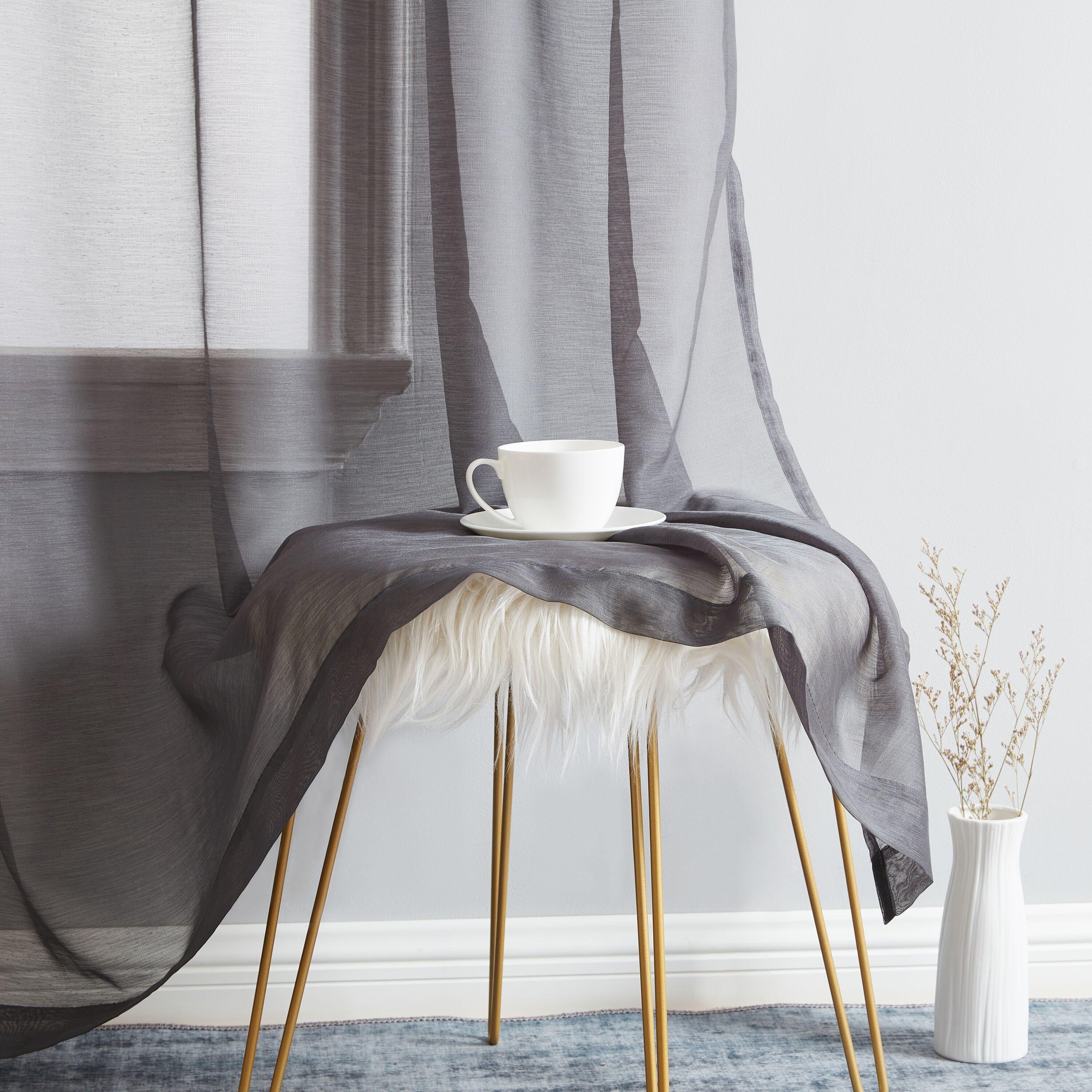 Ebern Designs Lauren Polyester Semi Sheer Curtain Pair (Set of 2)