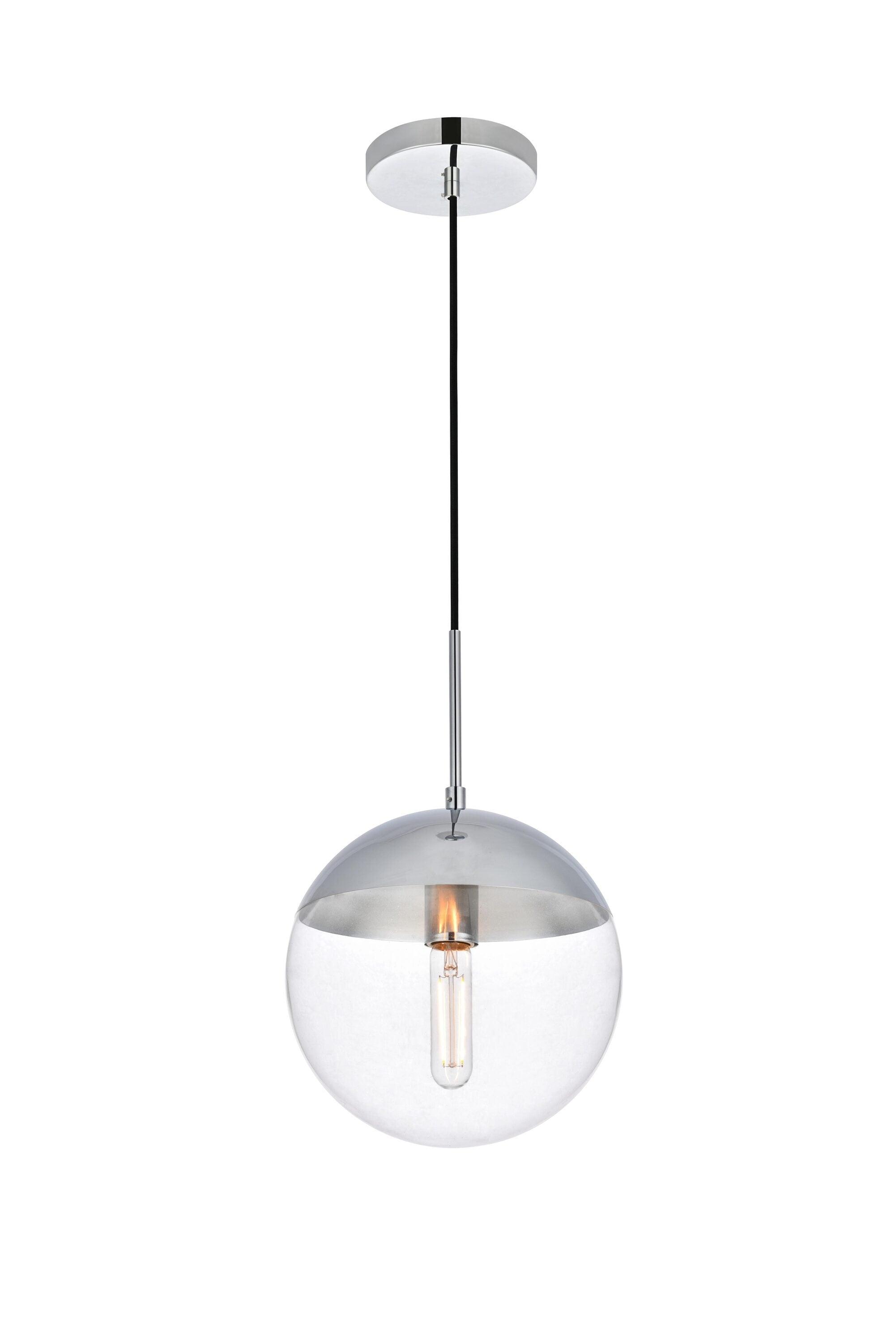 Elegant Lighting Eclipse 1 Light Chrome Pendant With Clear Glass