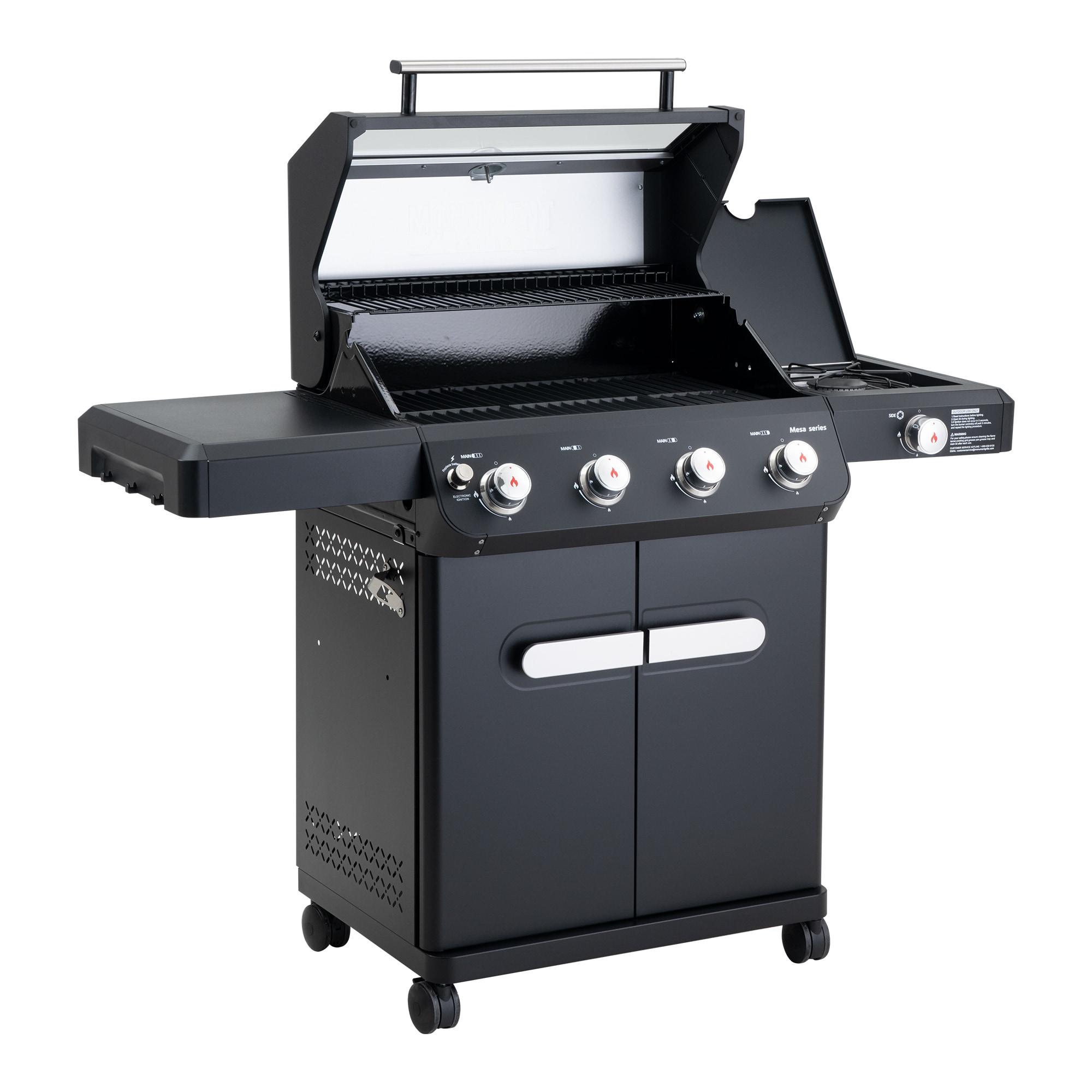 Monument Grills Mesa 425 4-Burner Liquid Propane 52000 BTU Gas Grill with side burner, Black