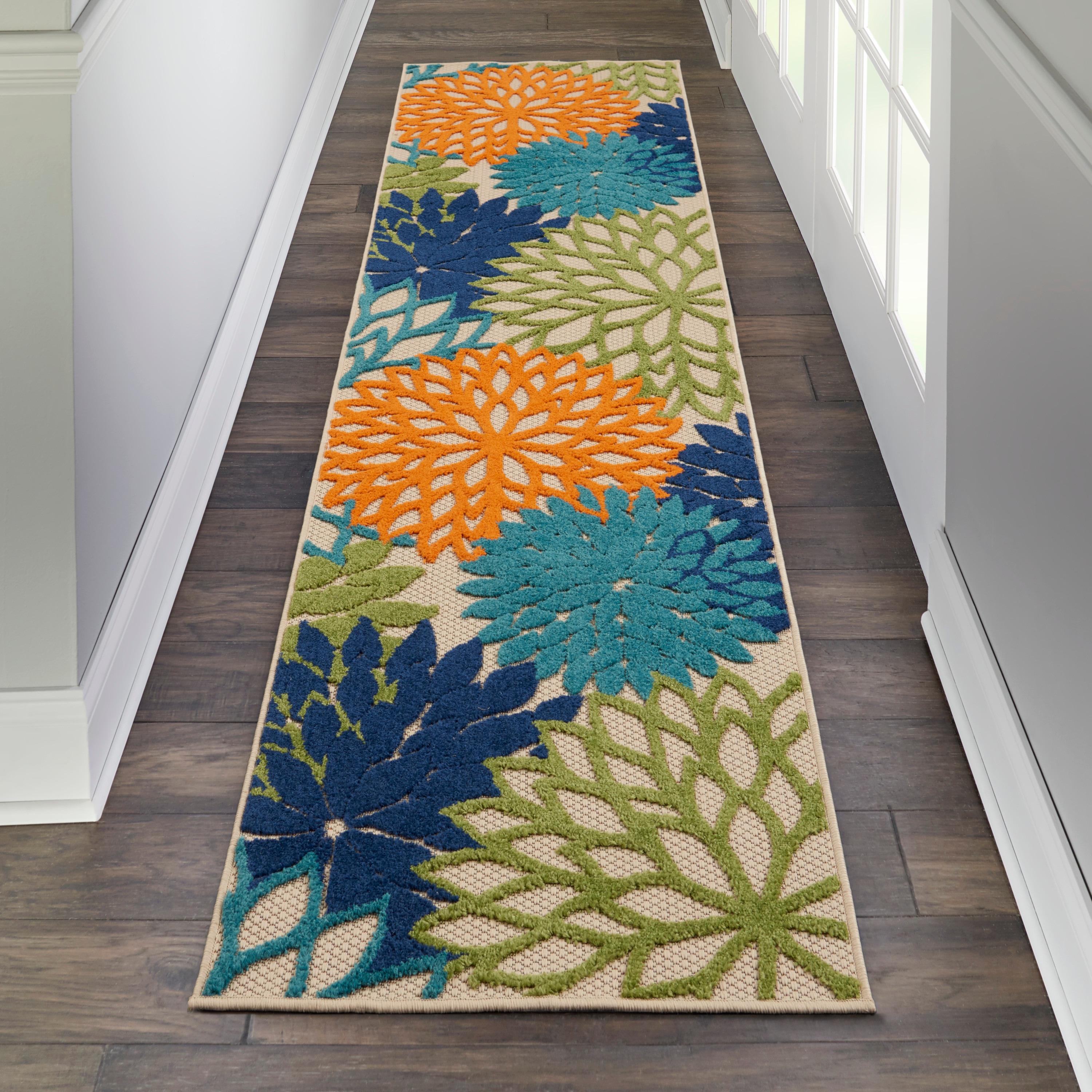 Nourison Aloha Floral Bloom Flatweave High-Low Indoor Outdoor Runner Rug Multicolor 2'3" x 10'