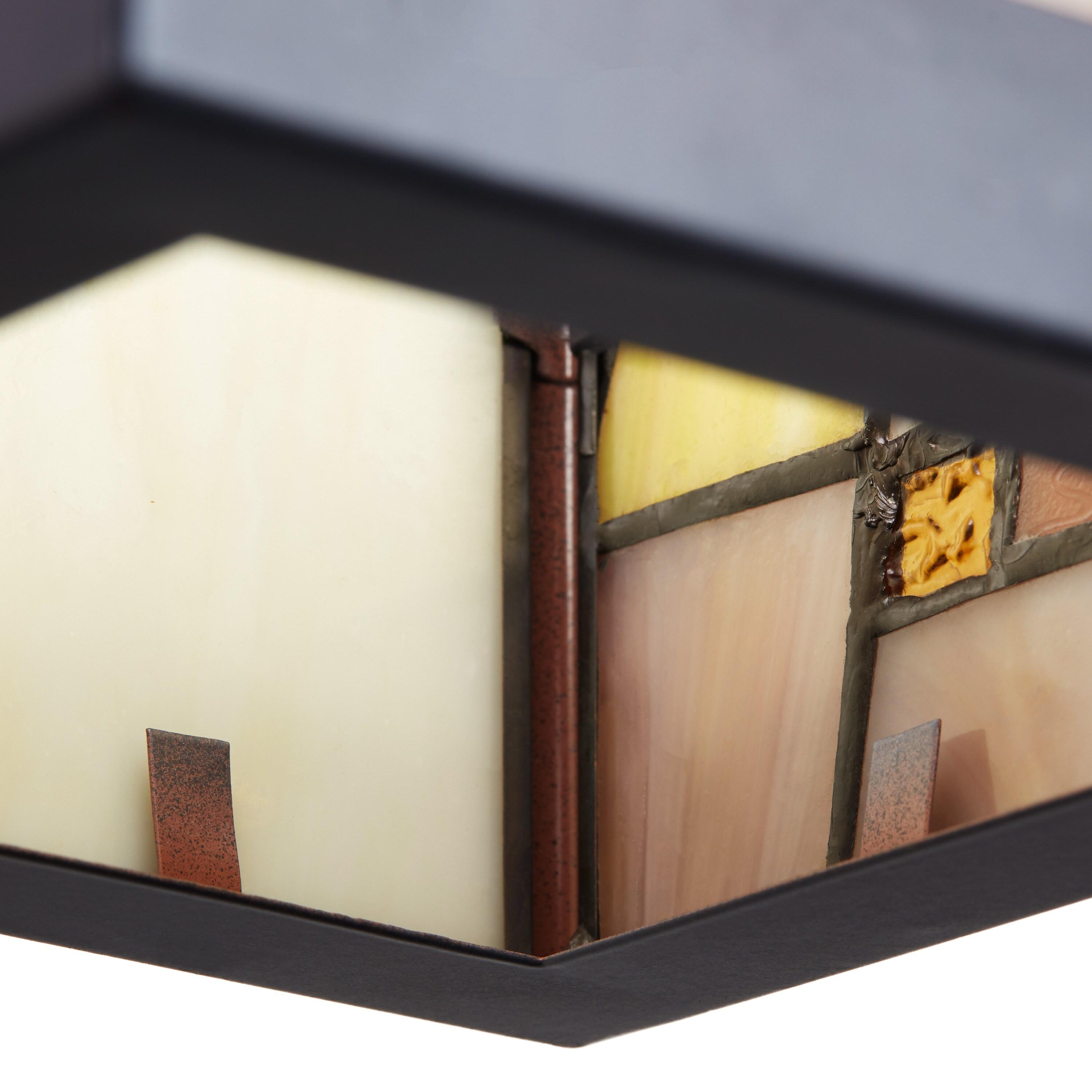 11.75" 1-Light Mona Mission Style Outdoor Wall Lantern Sconce Bronze - River of Goods: Stained Glass, ETL Listed, Weather-Resistant