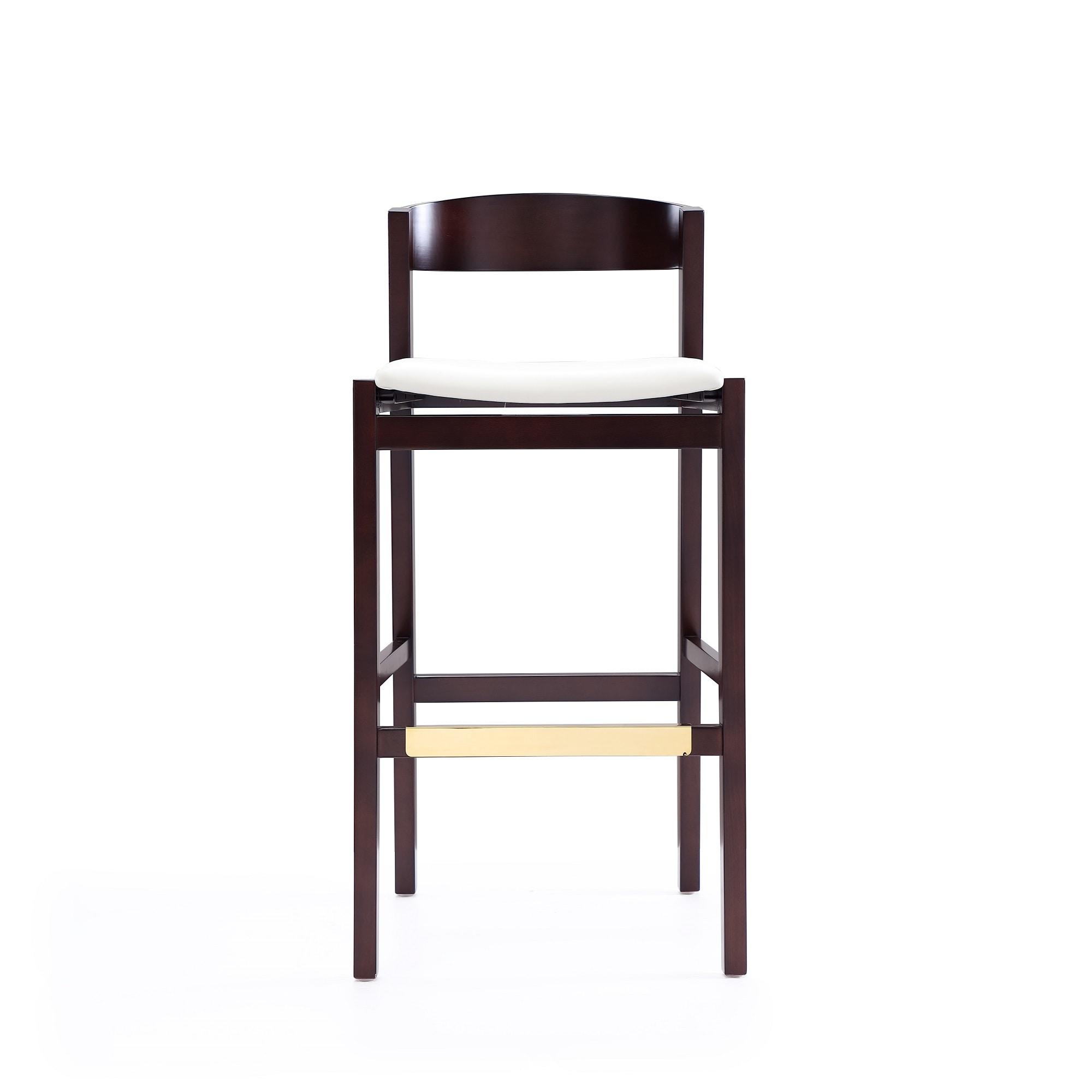 Set of 2 Klismos Upholstered Beech Wood Barstools Ivory - Manhattan Comfort: 30" Fixed Height, Foam Padded