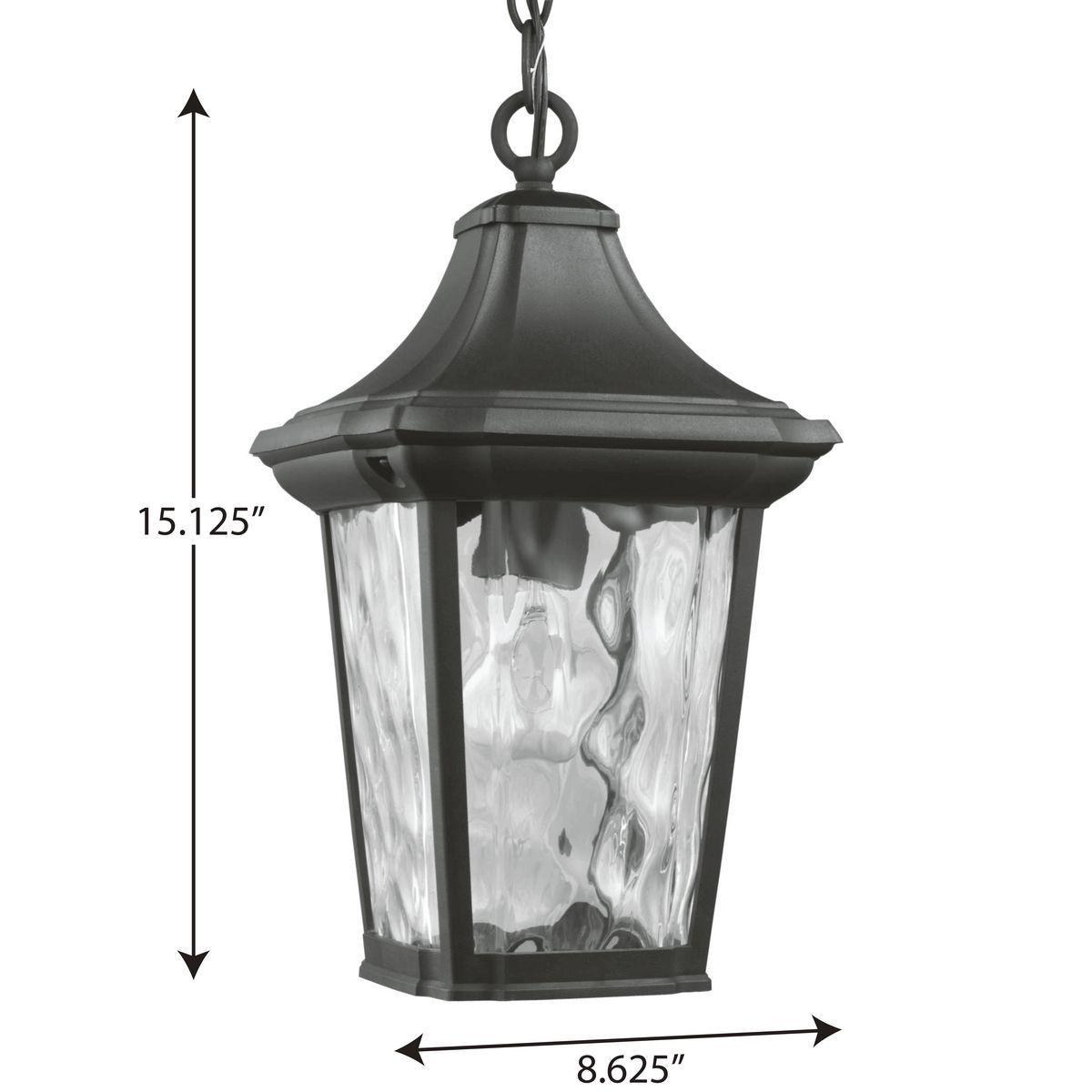 Black Glass Hanging Lantern with Water Glass Shade