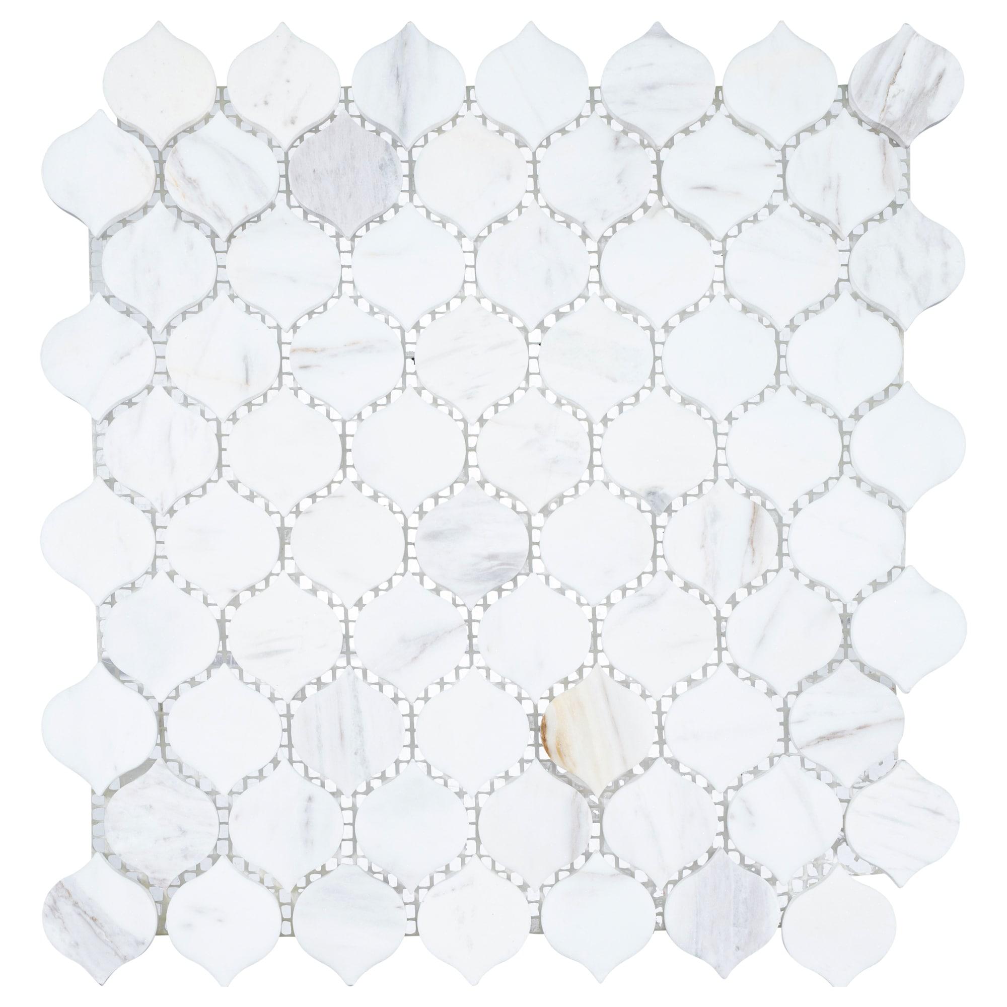 Dayberry 1.5" Marble Arabesque Mosaic Kitchen Backsplash, Bathroom, Shower, Pool, Wall and Floor Tile