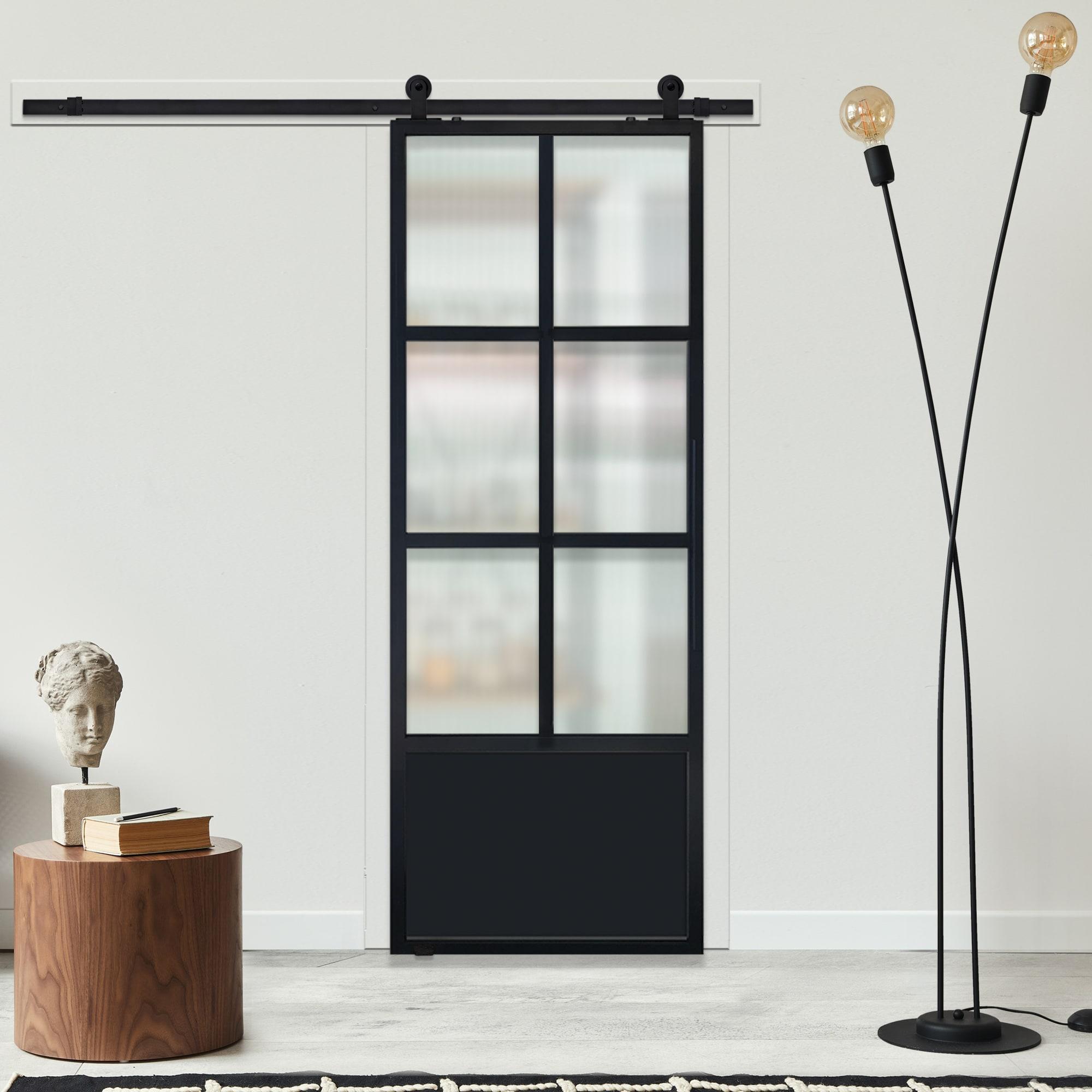 Barndoorz Single Glass Pane Glass with Installation Hardware Kit Barn Door