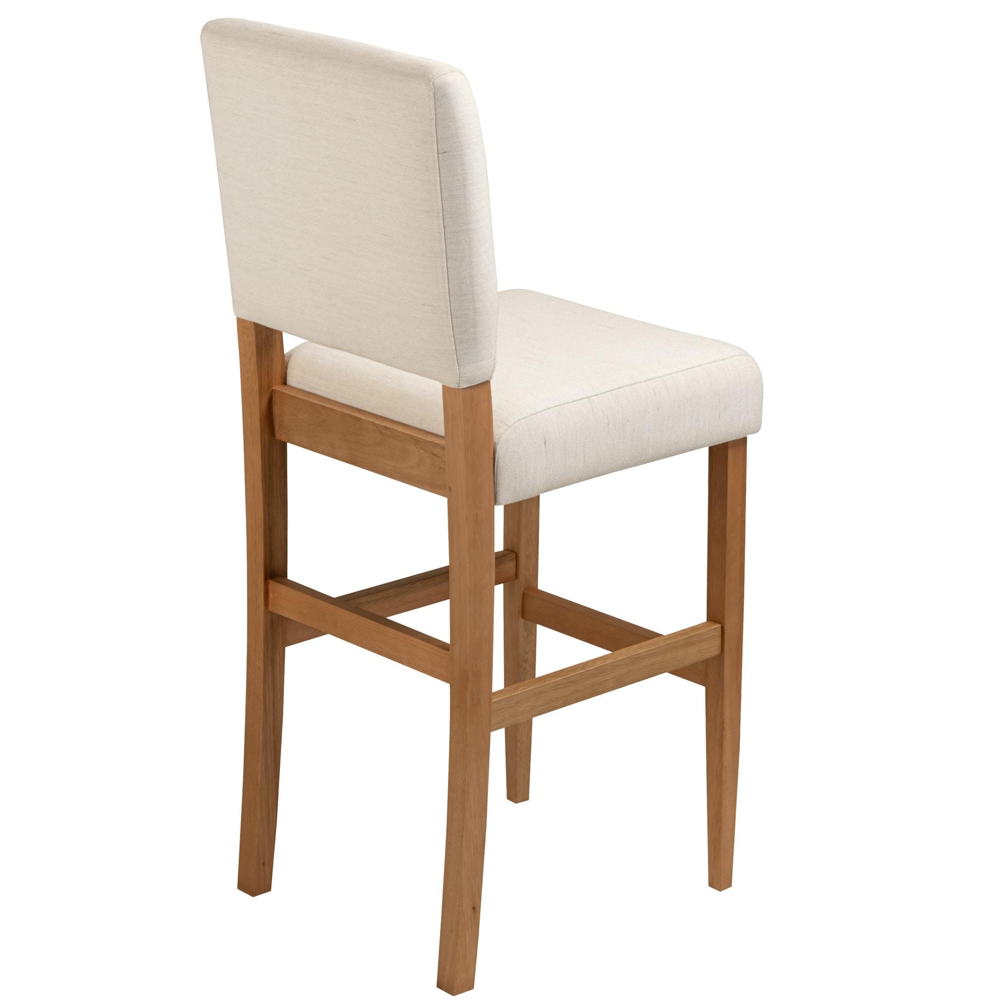 Brax Bar Height 28-inches Stool Natural White Sand, with Upholstered Back and Wood Base - 2-Pack
