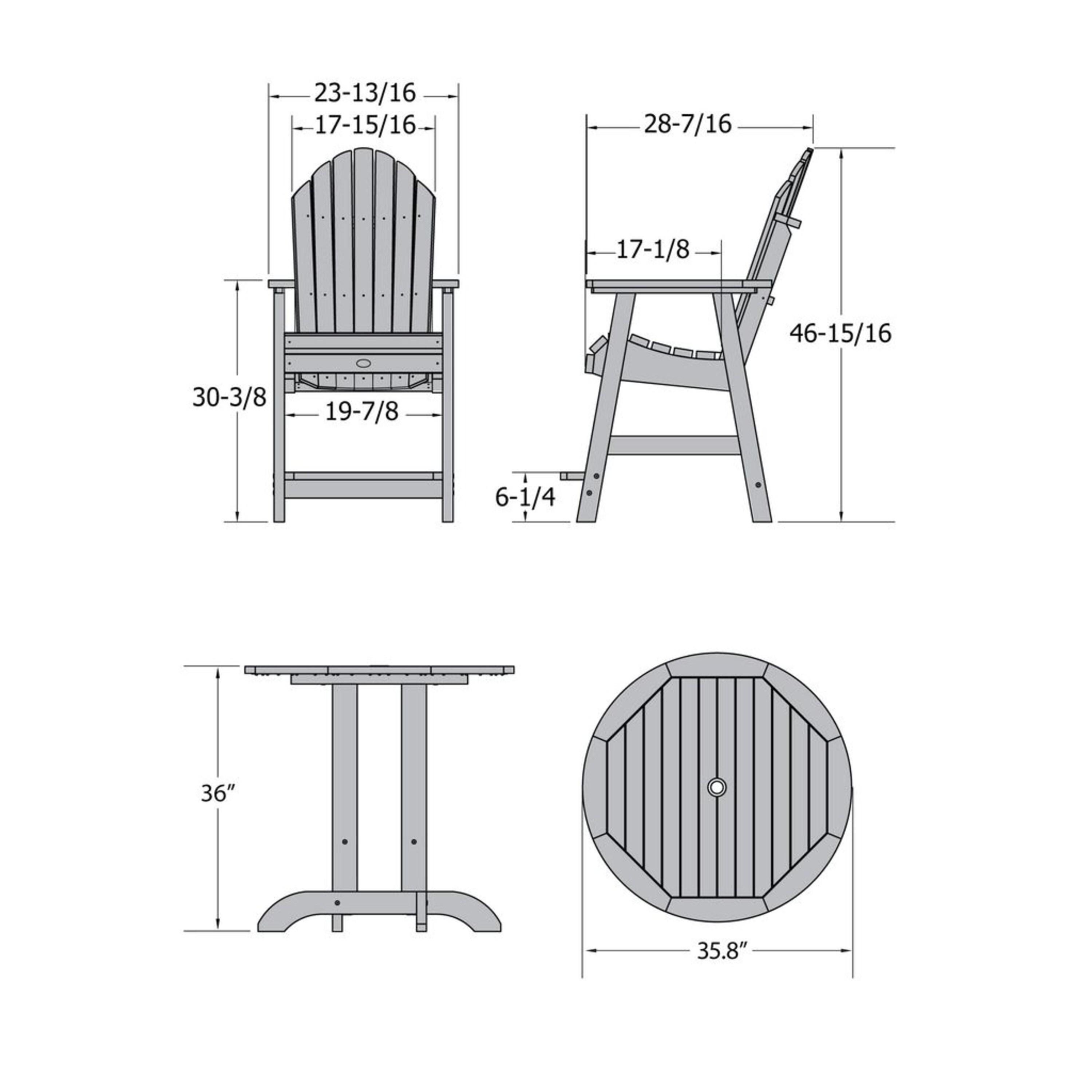 Highwood's 36" Round 3-pc Hamilton Dining Set - Dining Height, Outdoor, Eco-friendly, Synthetic Wood