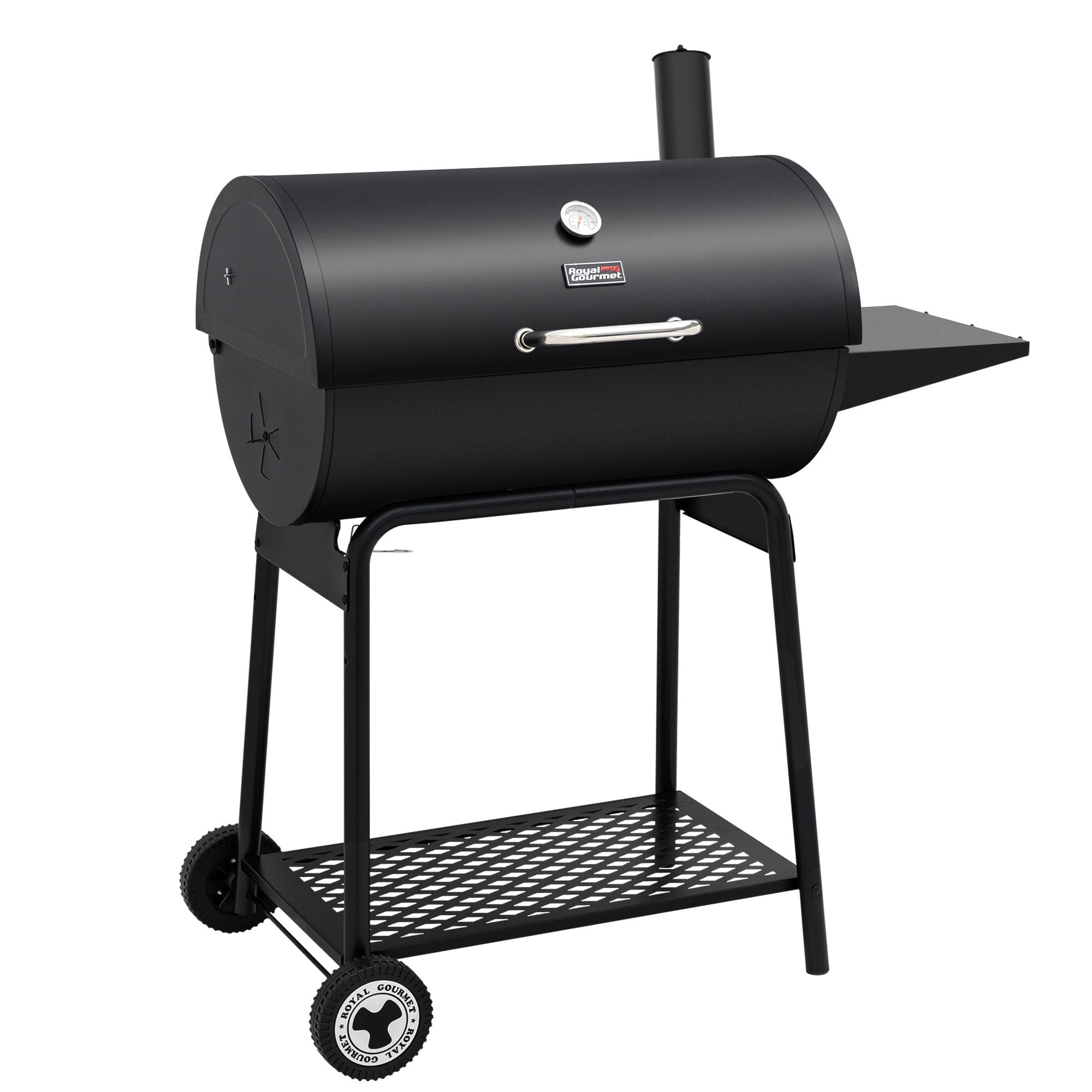 Royal Gourmet 30" Barrel Charcoal Grill with Side Shelf