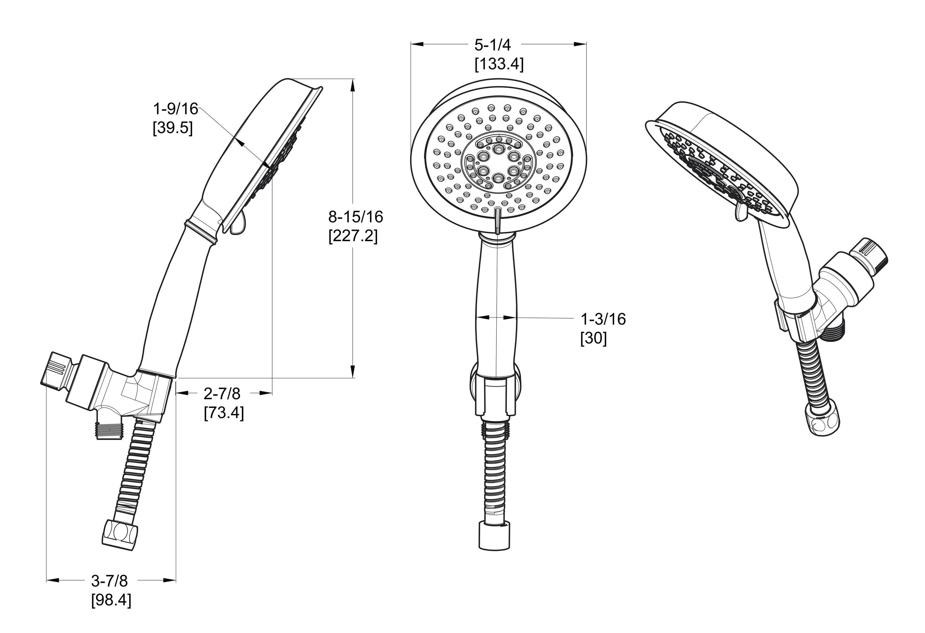 Avalon-Bath 3-Function Adjustable Shower Head