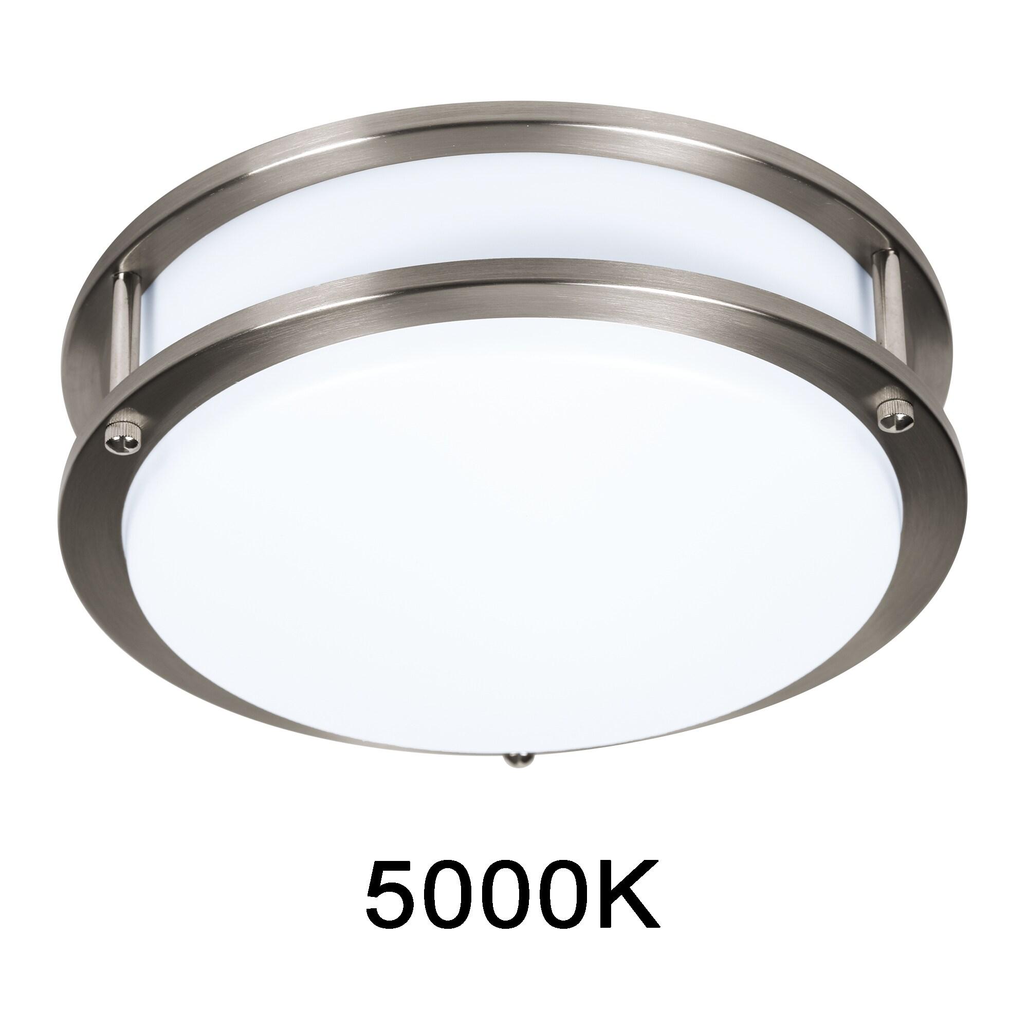 Designers Fountain Flush Mount Ceiling Light, 10 Inch Round LED DC Lighting Fixture Kitchen, Bedroom, Bathroom, Hallway, Dimmable, 1150 Lumens, 3000K/4000K/5000K, Brushed Nickel, EV1410C3C-35