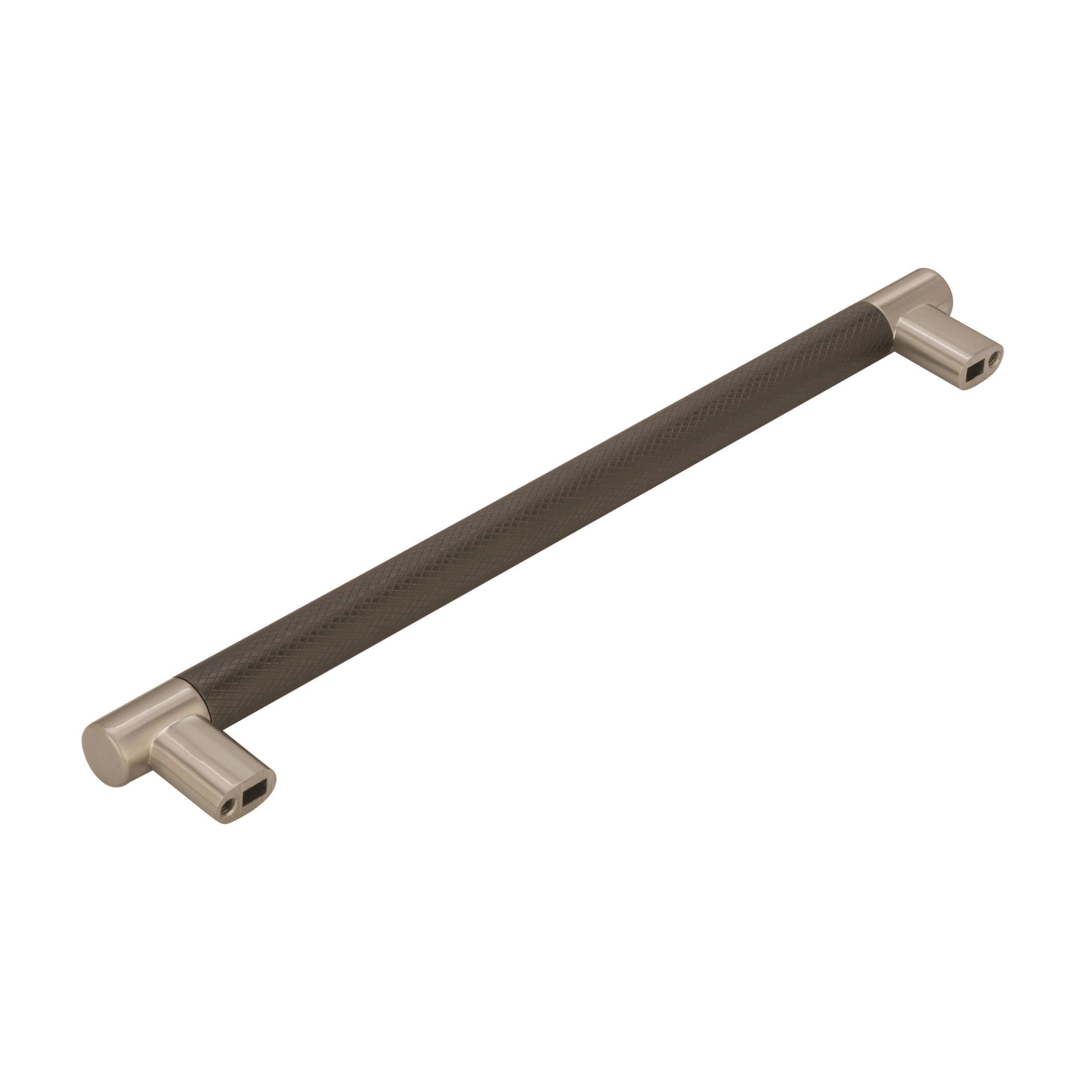 Amerock Esquire 10-1/16 inch (256mm) Center-to-Center Satin Nickel/Oil-Rubbed Bronze Cabinet Pull