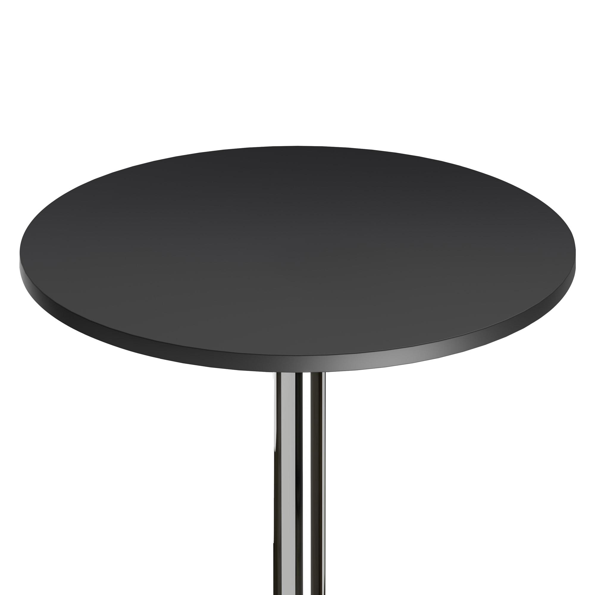 24" Spectrum Round Bar Height Table with Metal Legs Black - Winsome: Chrome Base, MDF Top, Contemporary Style