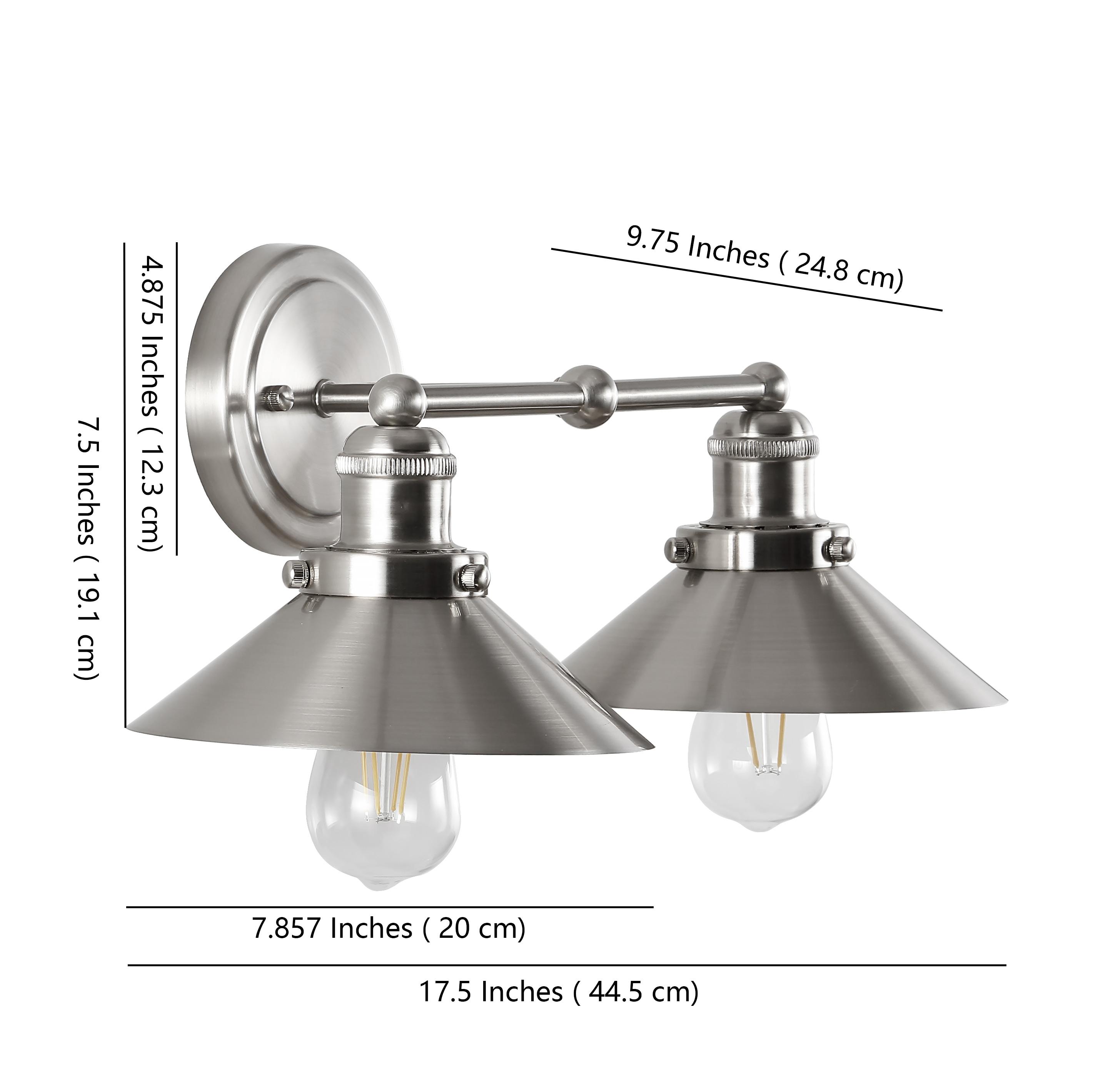July 17.5 in. 2-Light Nickel Metal Vanity Light