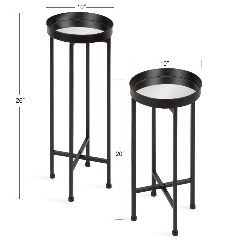 Kate and Laurel Celia Round Metal Nesting Table, 2 Piece, Black