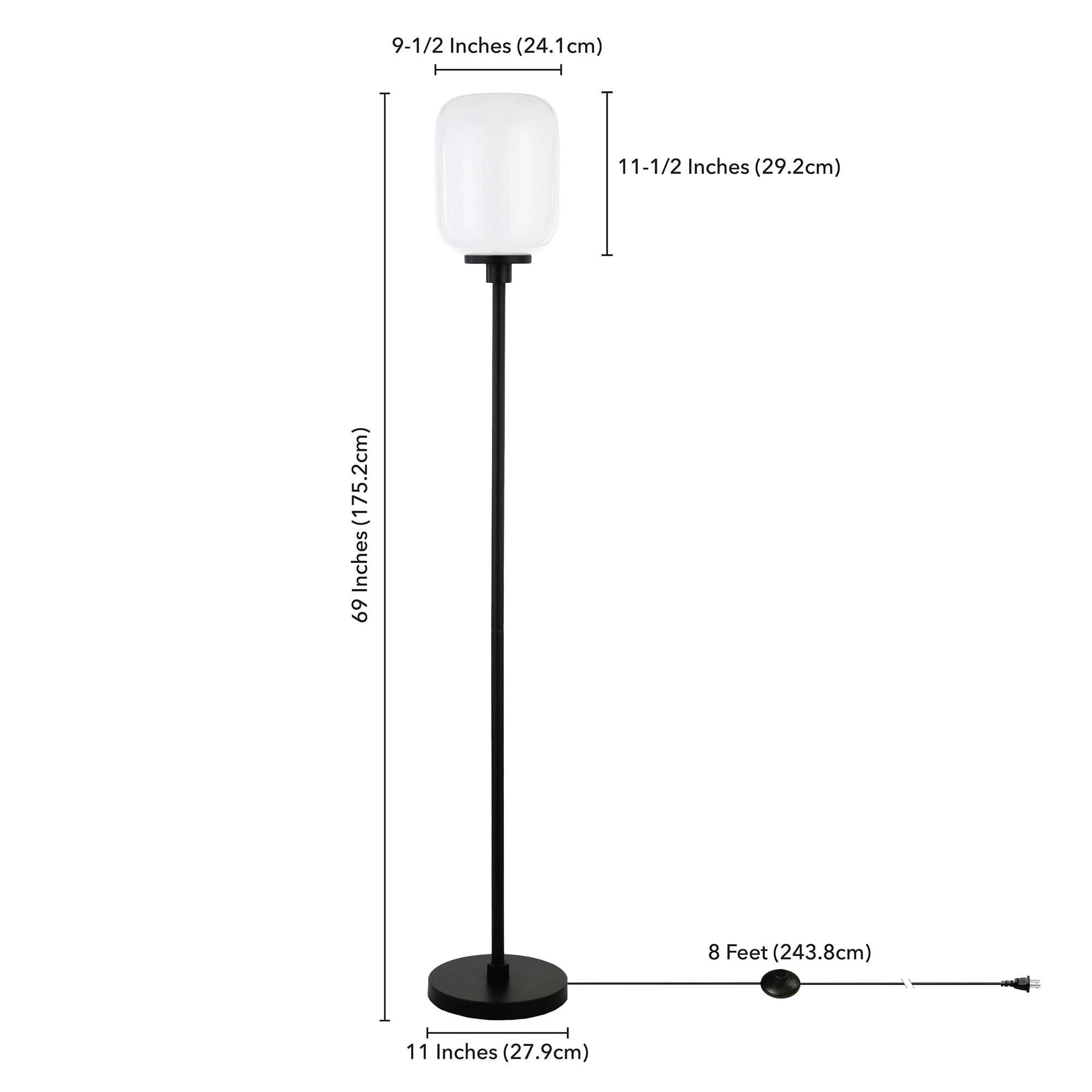Evelyn&Zoe Agnolo 69" Tall Floor Lamp with Glass shade in Blackened Bronze/White Milk