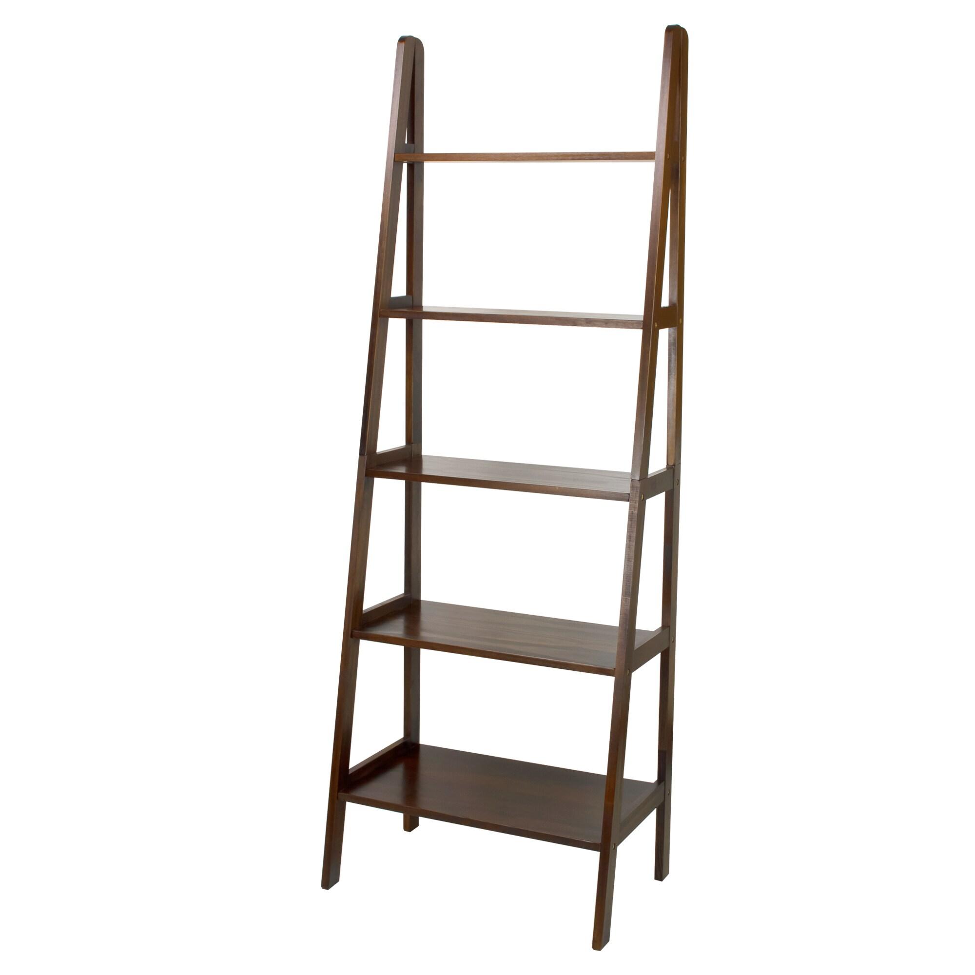 Casual Home 176-54 5-Shelf Ladder Bookcase, Warm Brown