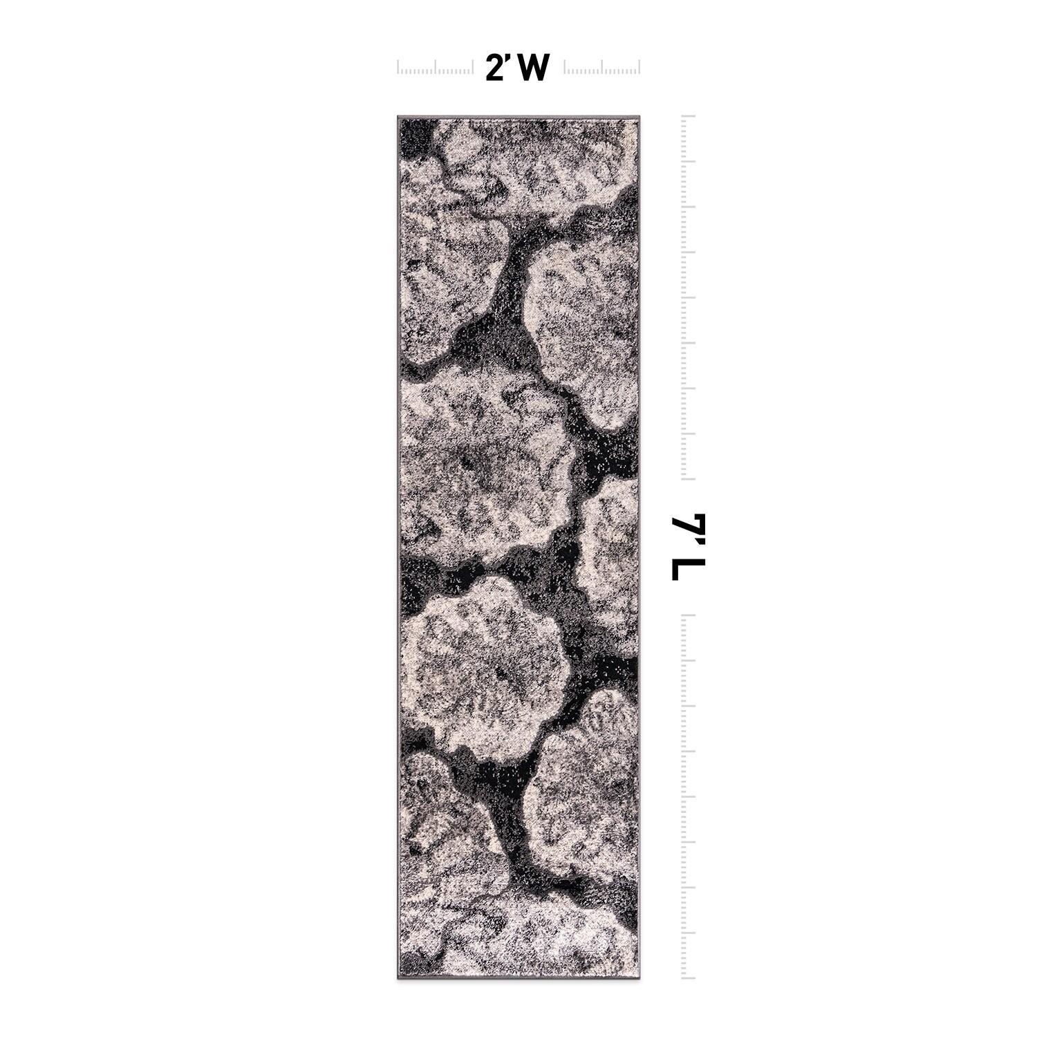 World Rug Gallery Contemporary Floral Design Area Rug - Black 2'x7'