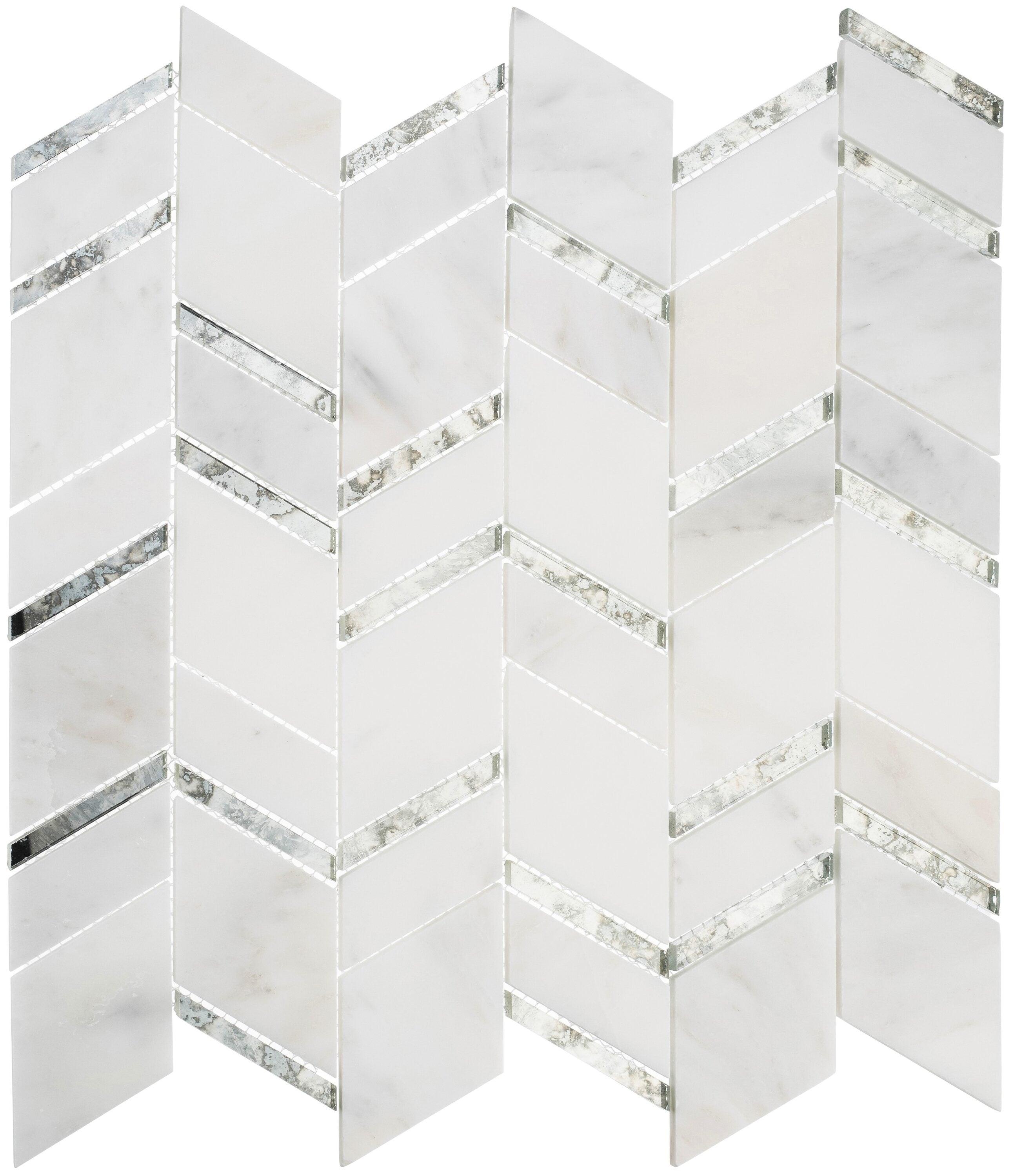 Casia Polished Marble/Porcelain/ Mirrored Glass Chevron Mosaic Kitchen and Bathroom Wall Tile