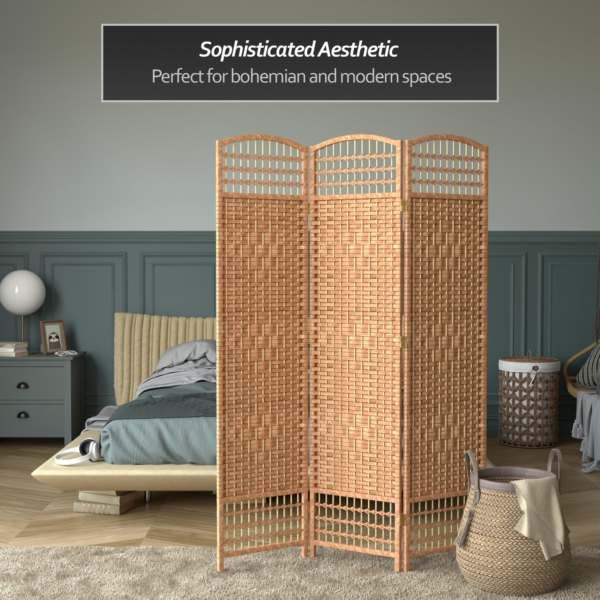 Oriental Furniture 5 1/2 ft. Tall Fiber Weave Room Divider - Natural - 3 Panel