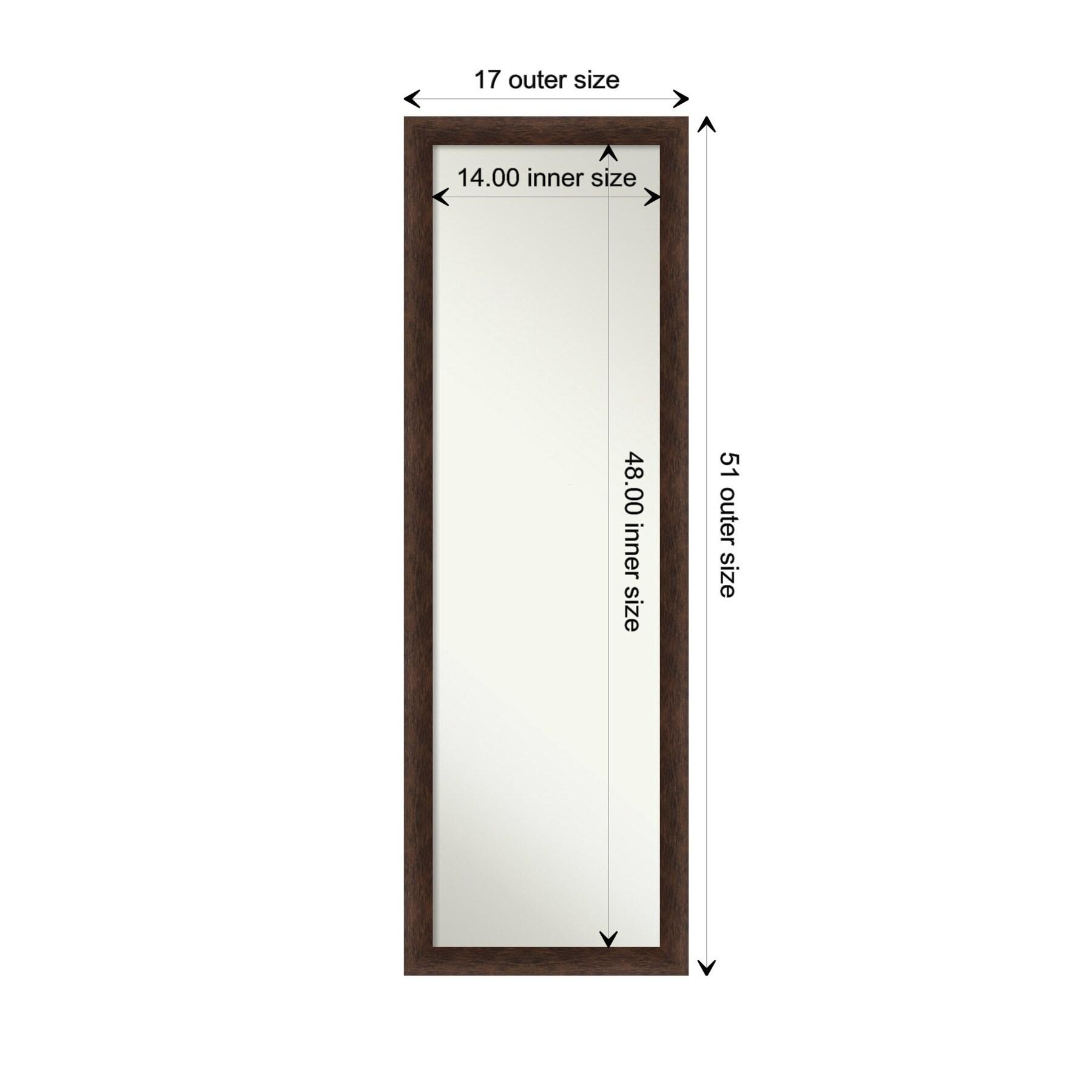 17"x51" Non-Beveled Narrow Wood on The Door Mirror Warm Walnut - Amanti Art: Over Door Mount, Modern Full-Length Mirror