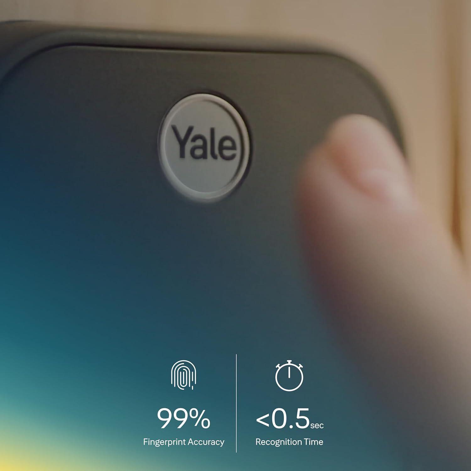 Yale Assure Lock 2 Touch Deadbolt, Black Suede Keyless Entry Door Lock with Touch Digital Keypad and Fingerprint Scanner, (No Wi-Fi), YRD450-F-BLE-BSP