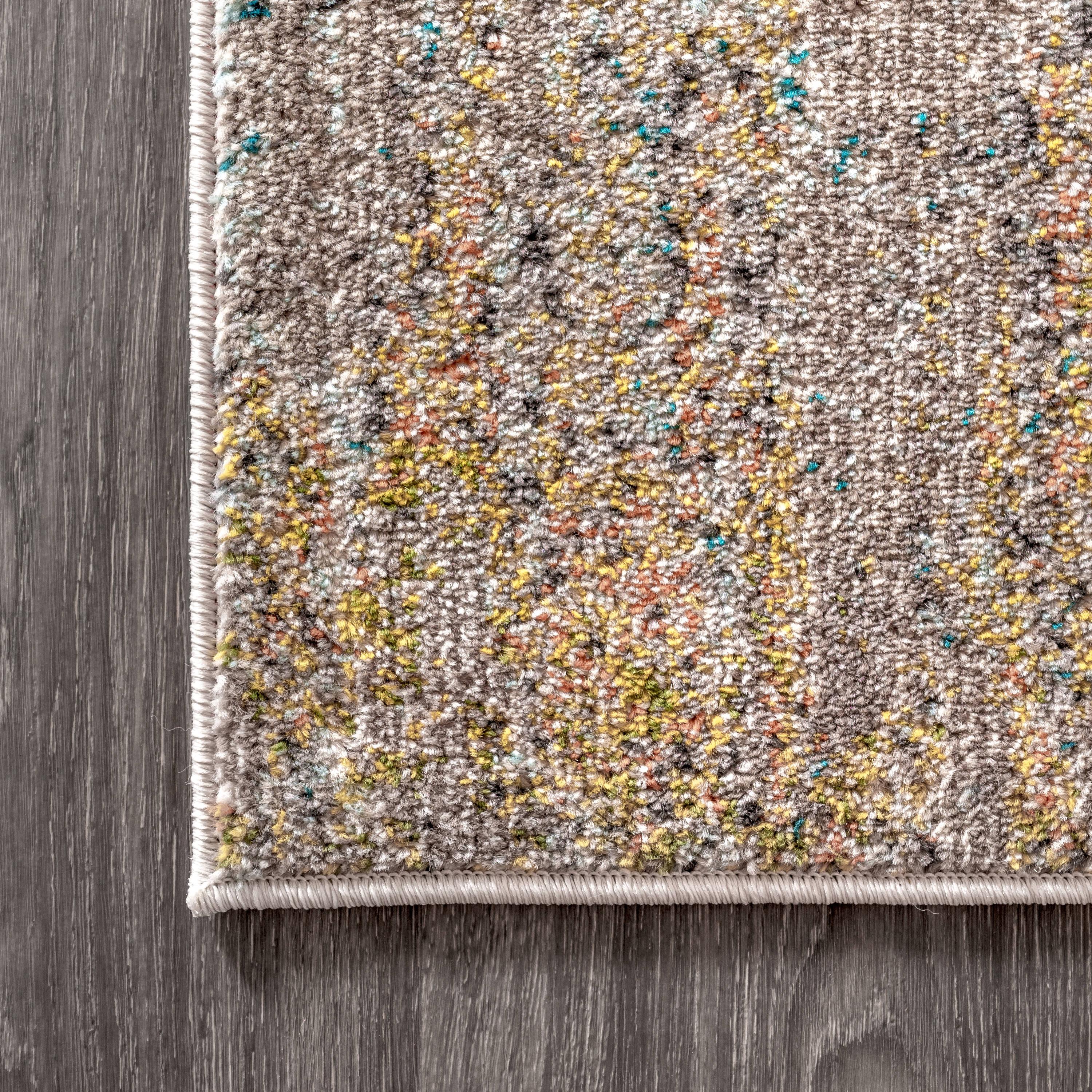 5'x8' Contemporary POP Modern Abstract Vintage Waterfall Area Rug, Blue/Brown/Orange - JONATHAN Y
