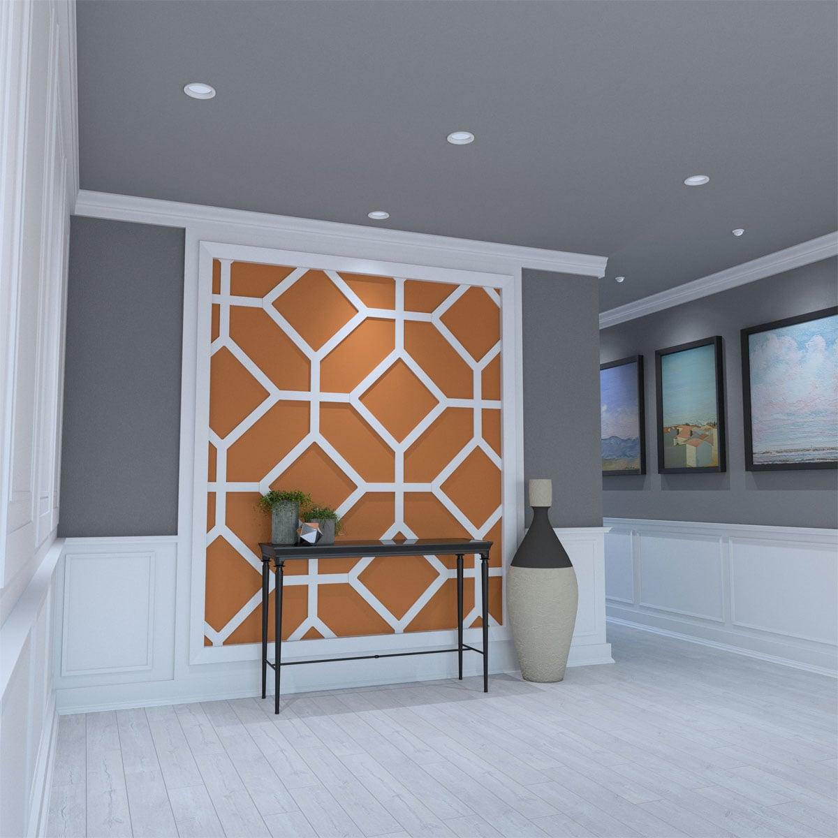 Ekena Millwork Large Cameron Decorative Fretwork Wall Panels in Unfinished Architectural Grade PVC