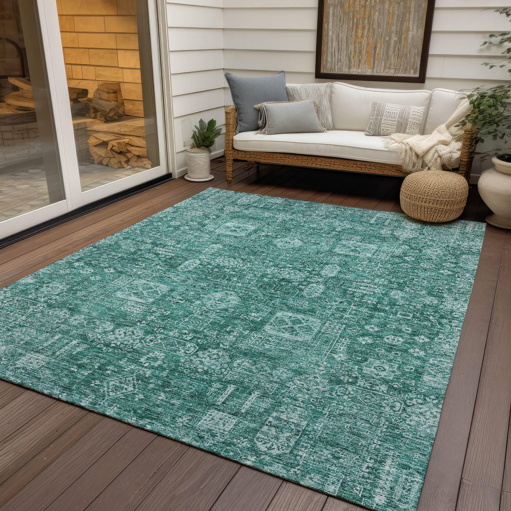 Addison Rugs Machine Washable Indoor/ Outdoor Chantille Traditional Vintage Rug Teal - 2'6" x 3'10"