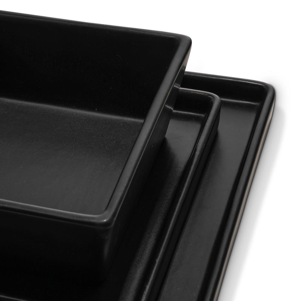 Stone Lain Grace 12-Piece Stoneware Dinnerware Set, Service for 4, Black