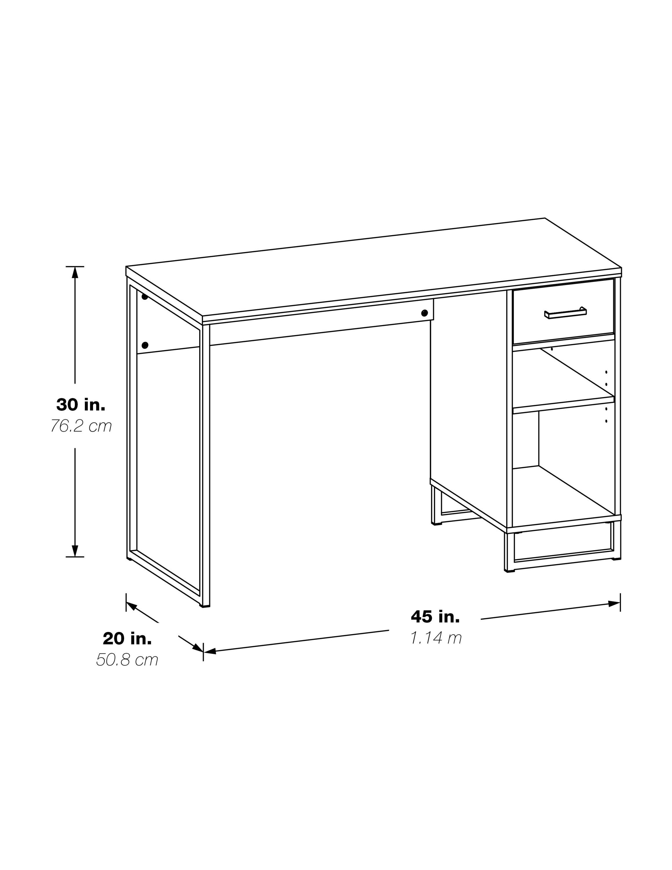 OS Home and Office Furniture 45" Transitional Wood Writing Desk in Farm Oak