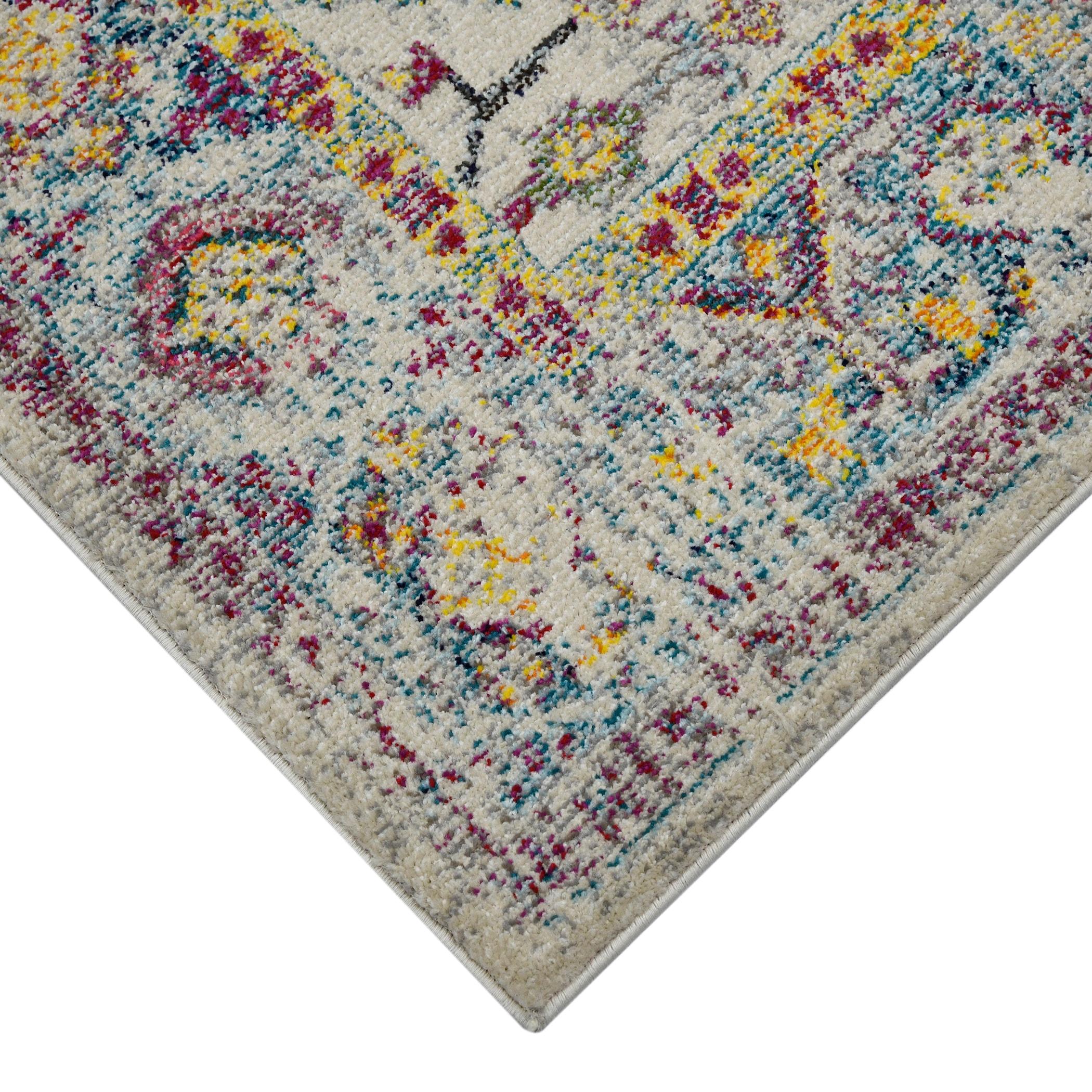AMER Rugs Alyssa Transitional Bordered Durable Performance Multicolor Area Rug