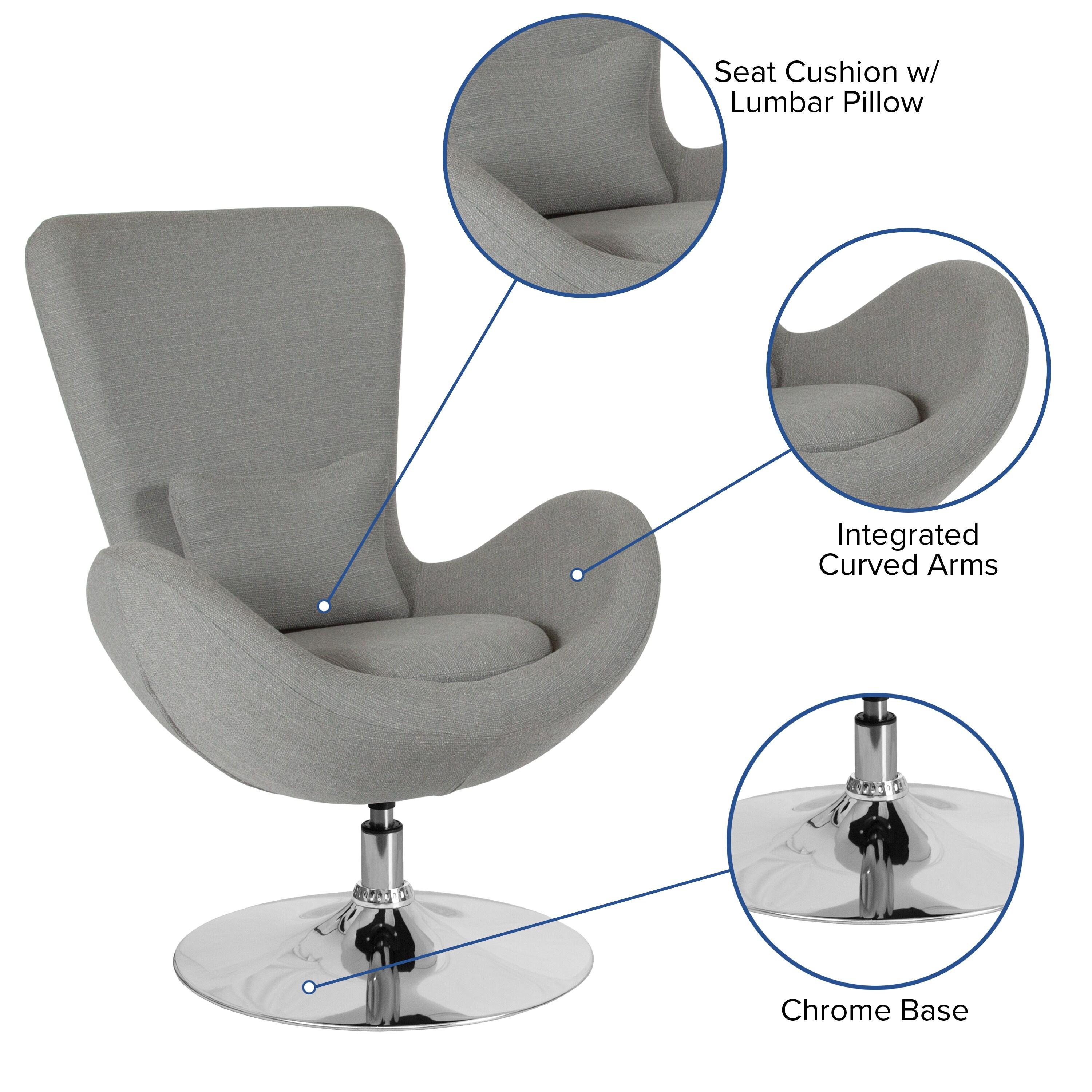Flash Furniture Egg Series Light Gray Fabric Side Reception Chair
