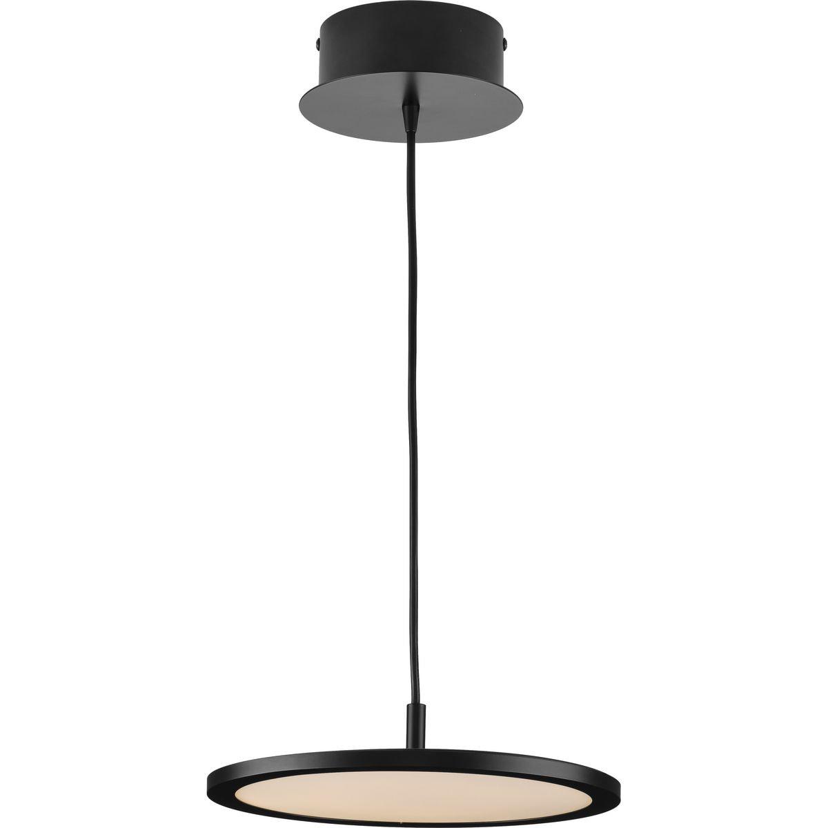 Progress Lighting Everlume 1-Light LED Pendant, Matte Black, Edge-Lit Flat Panel Diffuser
