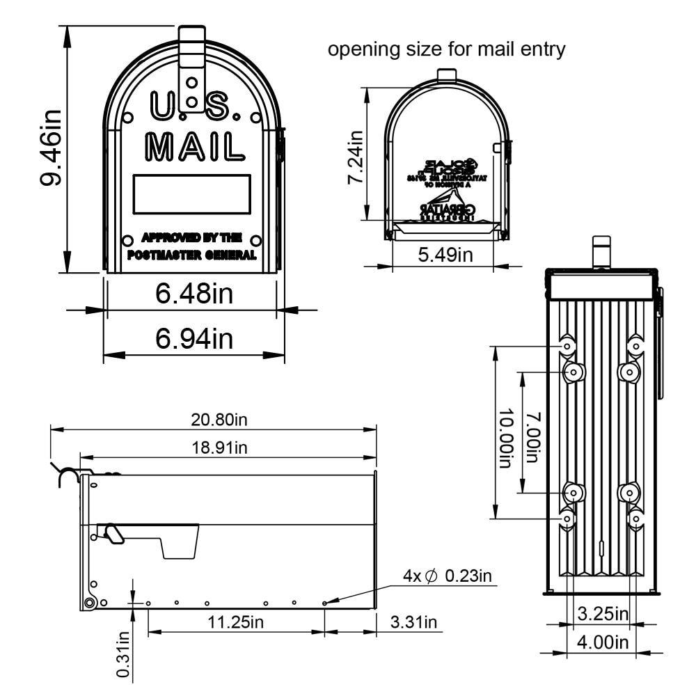 Architectural Mailboxes Admiral™ Rust-Proof Aluminum Metal Post Mounted Mail Box for Outside, White, Medium Curbside Mailbox, USPS Approved for Residential Delivery